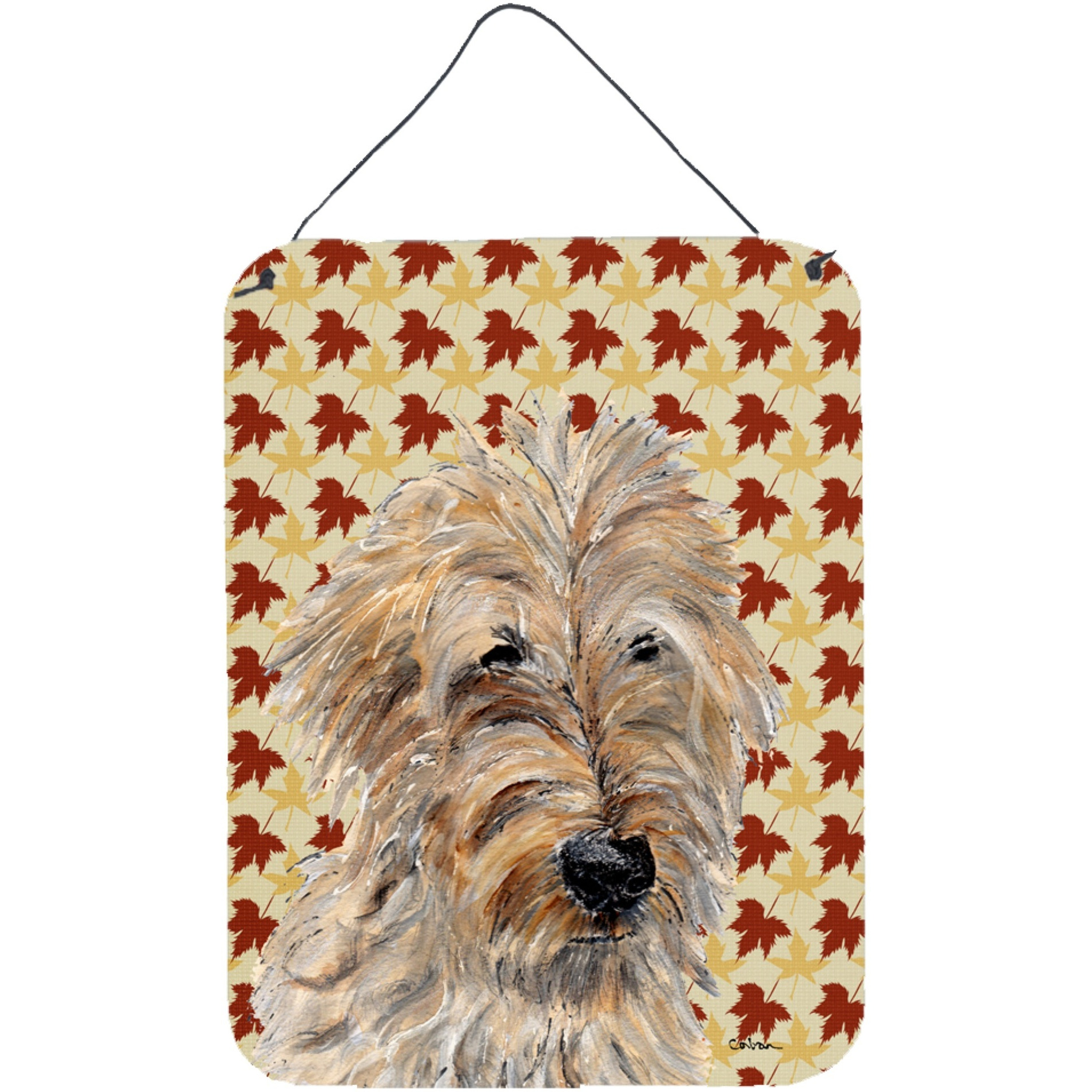 &quotCaroline's Treasures Golden Doodle 2 Fall Leaves Wall or Door Hanging Prints, 16"" x 12"""