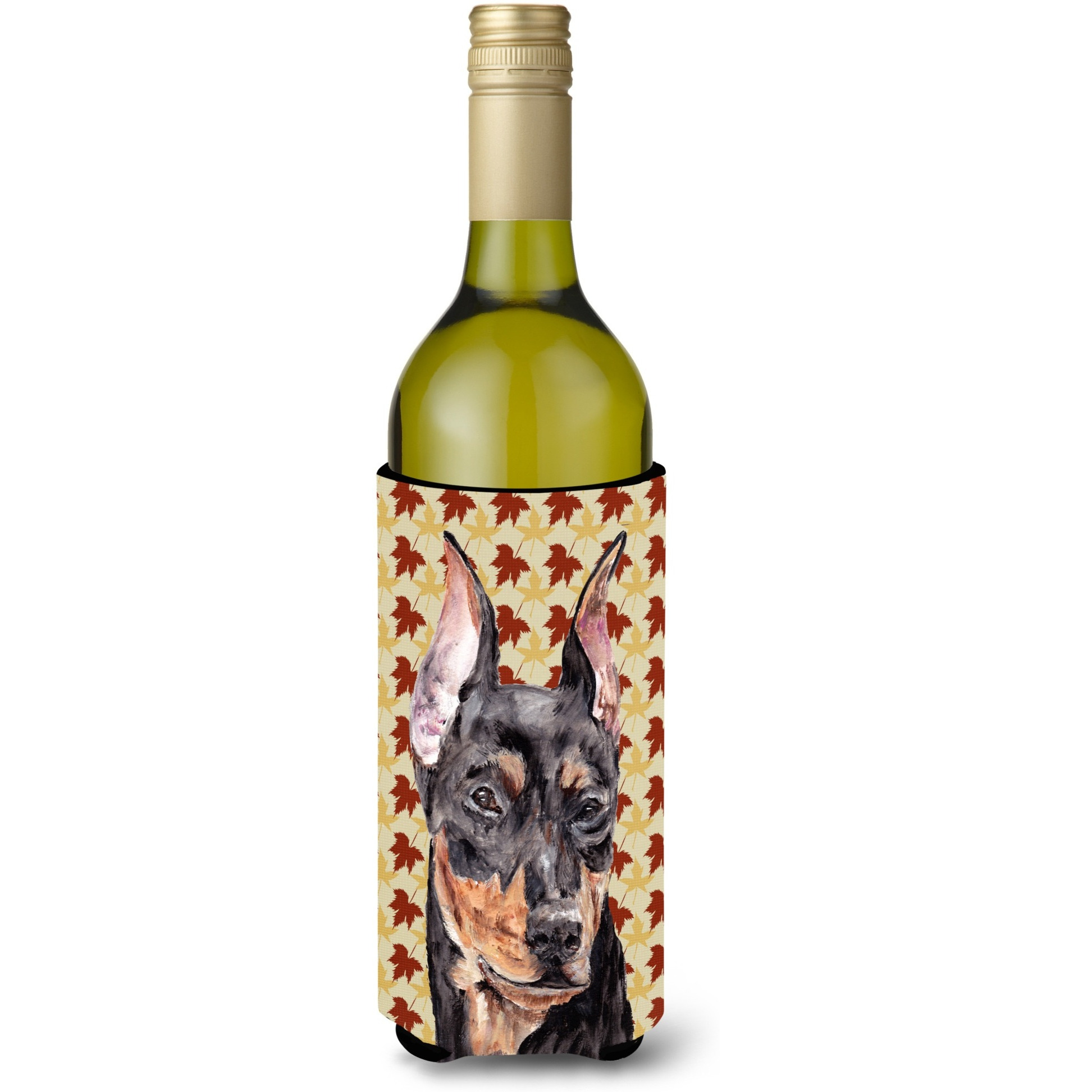 German Pinscher Fall Leaves Wine Bottle Beverage Insulator Hugger SC9692LITERK
