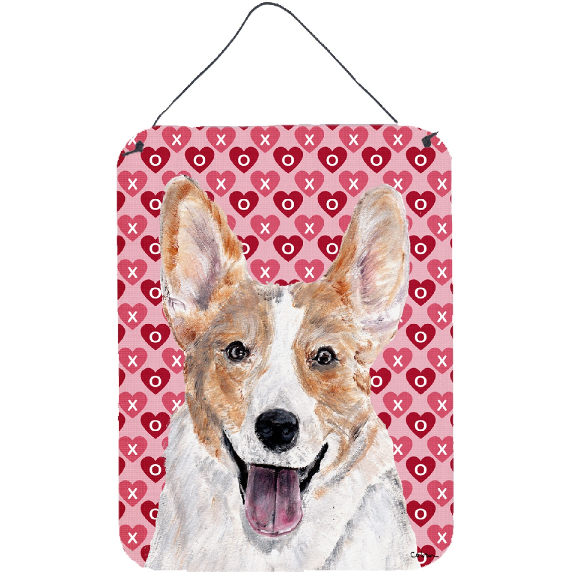 &quotCaroline's Treasures Cardigan Corgi Hearts and Love Wall or Door Hanging Prints, 16"" x 12"""