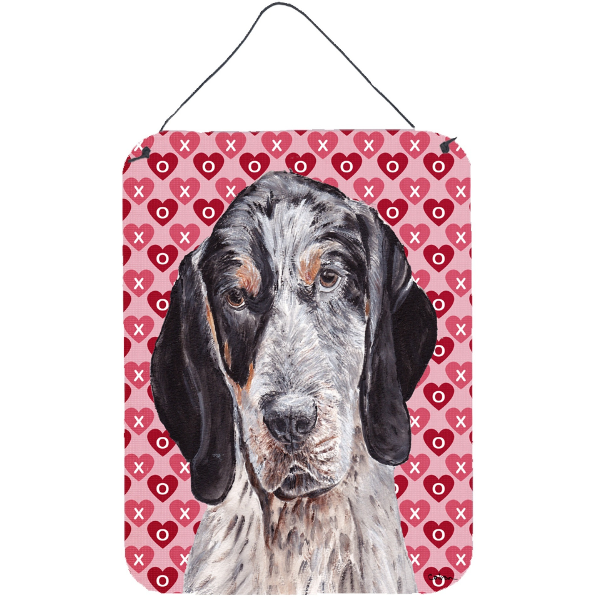 &quotCaroline's Treasures Blue Tick Coonhound Hearts and Love Wall or Door Hanging Prints, 16"" x 12"""