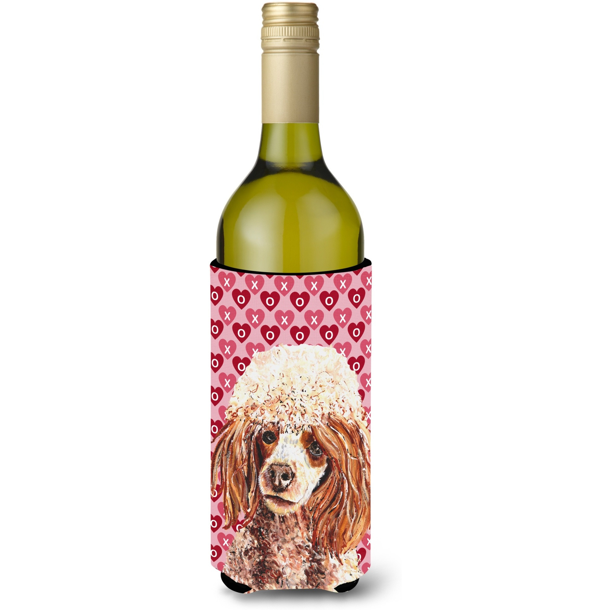 Red Miniature Poodle Hearts and Love Wine Bottle Beverage Insulator Hugger SC9699LITERK