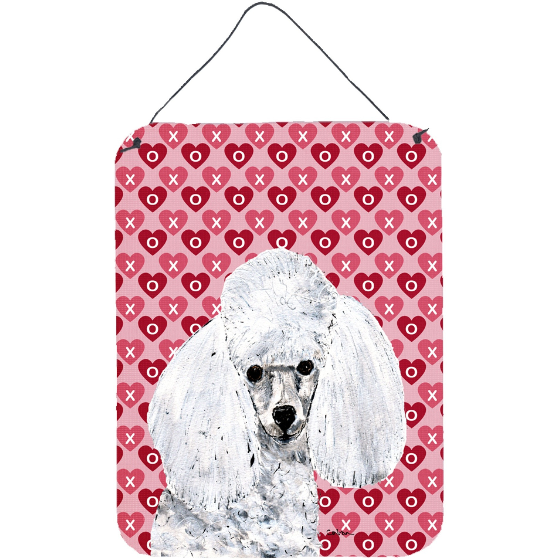 &quotCaroline's Treasures White Toy Poodle Hearts and Love Wall or Door Hanging Prints, 16"" x 12"""