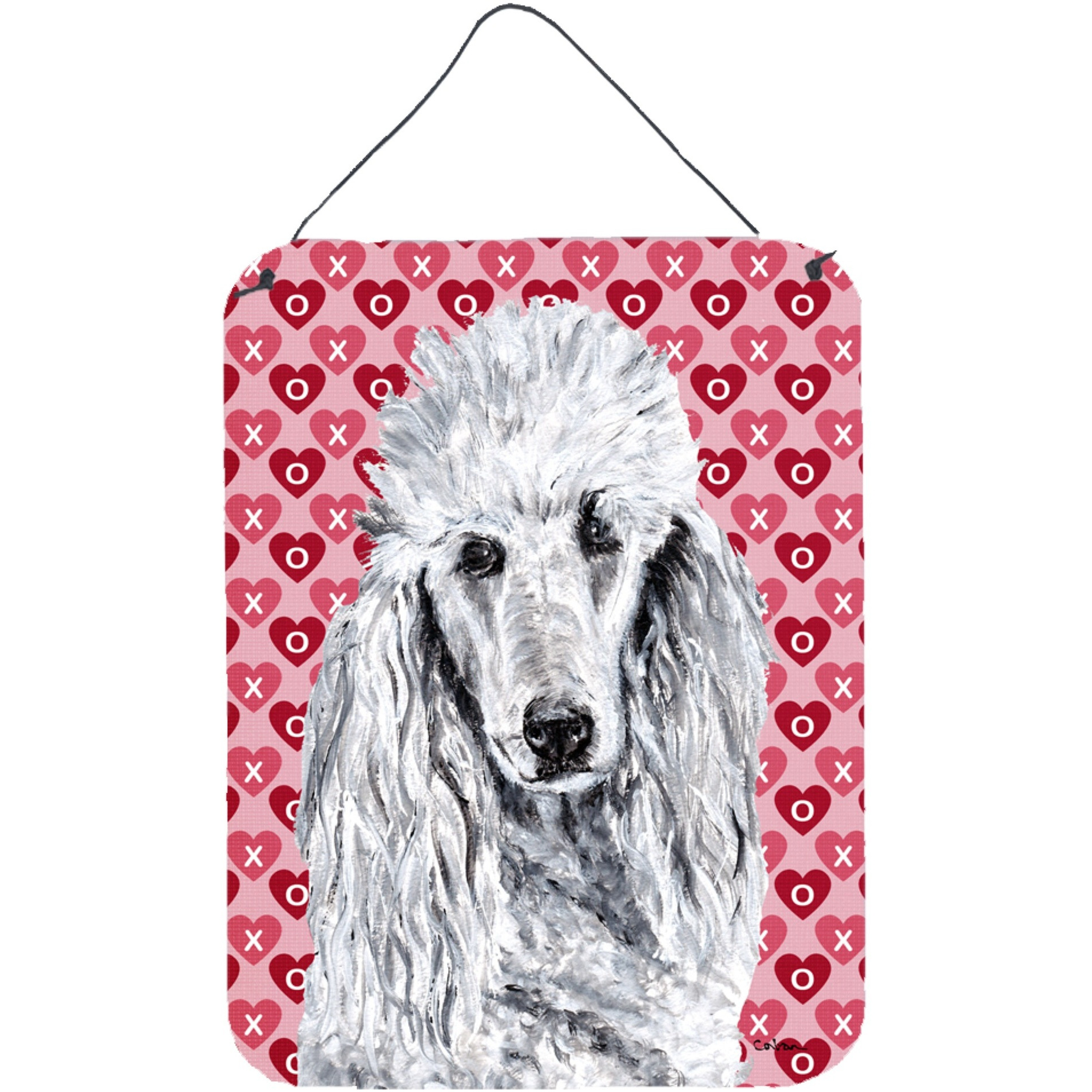 &quotCaroline's Treasures White Standard Poodle Hearts and Love Wall or Door Hanging Prints, 16"" x 12"""