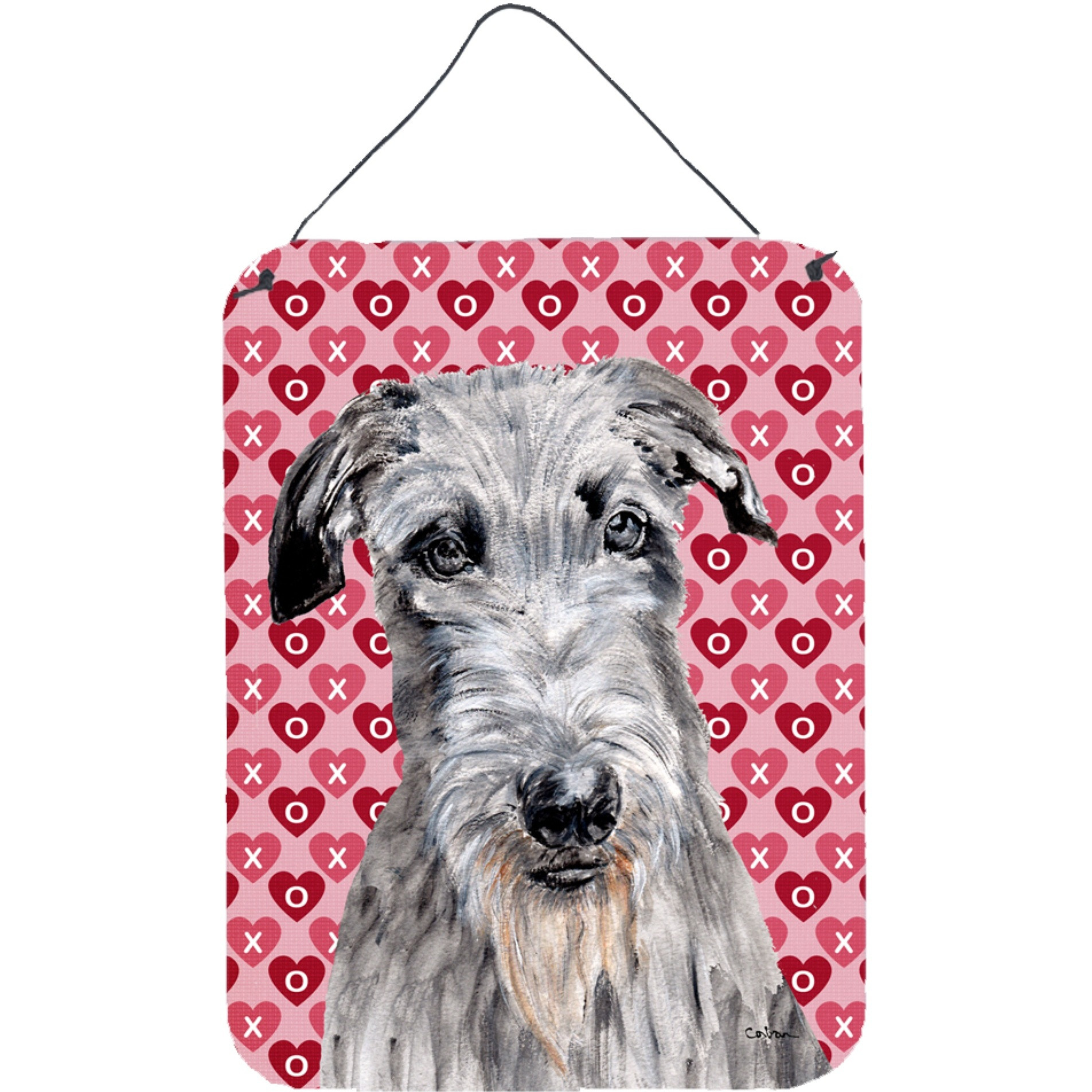 &quotCaroline's Treasures SC9706DS1216 Scottish Deerhound Hearts and Love Wall or Door Hanging Prints, 16"" x 12"""