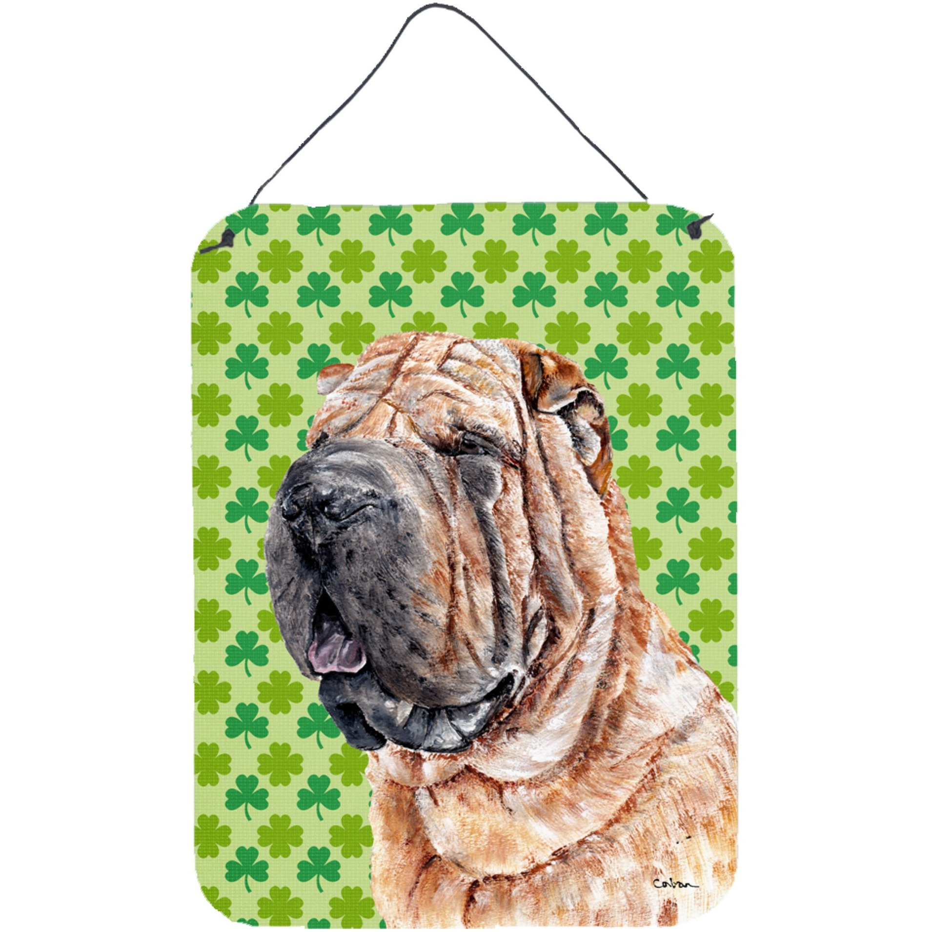 &quotCaroline's Treasures Shar Pei Lucky Shamrock St. Patrick's Day Wall or Door Hanging Prints, 16"" x 12"""