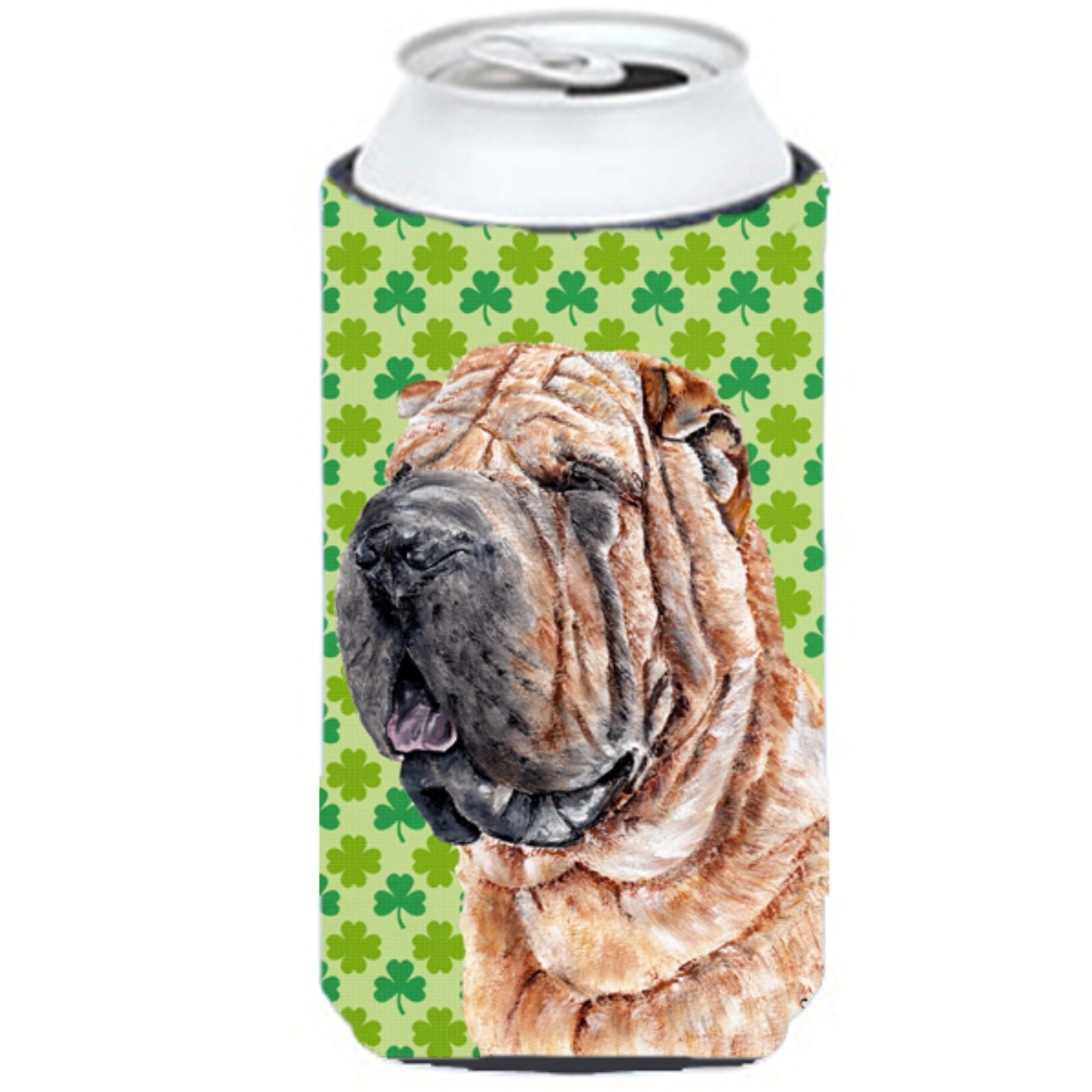 Shar Pei Lucky Shamrock St. Patrick's Day Tall Boy Beverage Insulator Hugger SC9719TBC