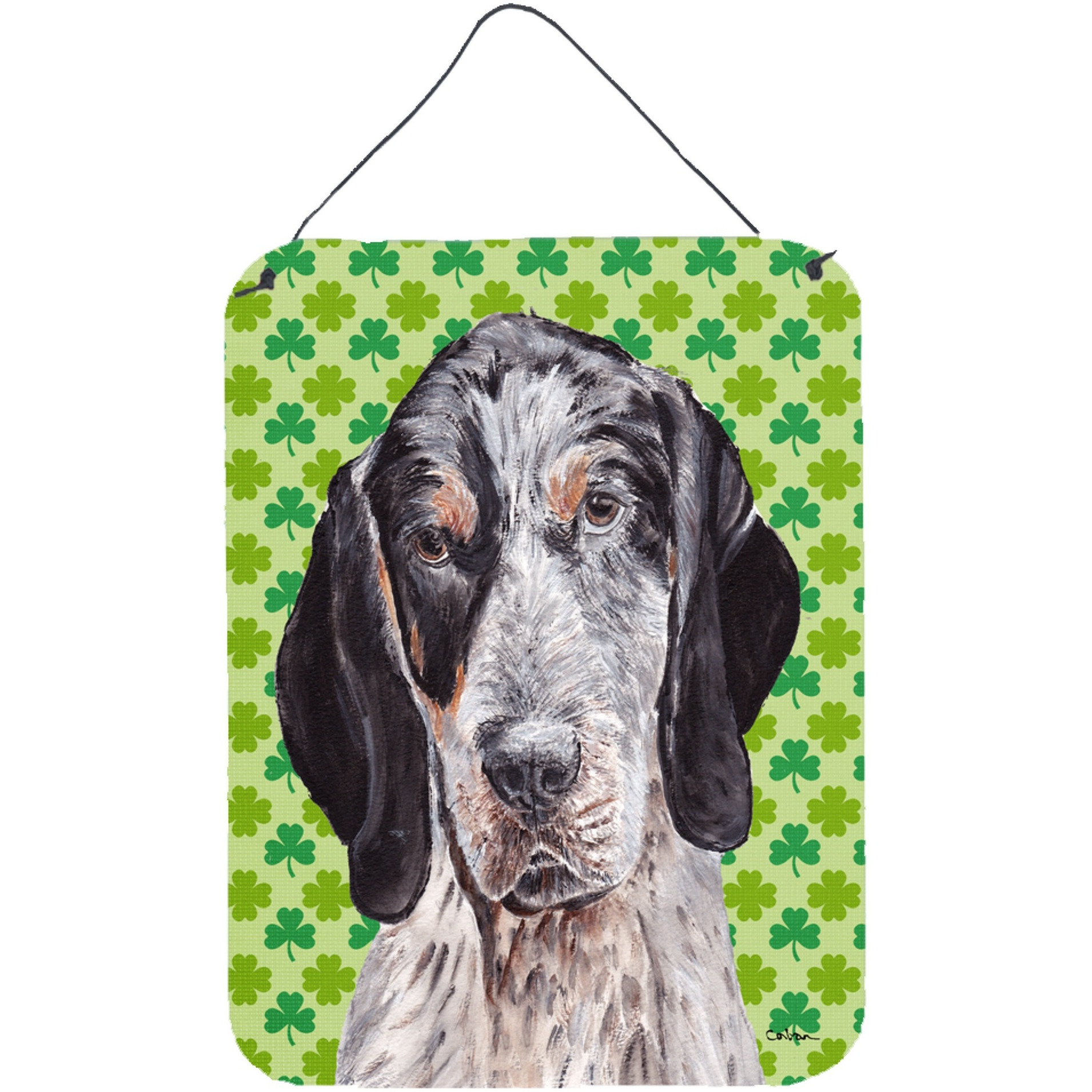 &quotCaroline's Treasures Blue Tick Coonhound Lucky Shamrock St. Patrick's Day Wall or Door Hanging Prints, 16"" x 12"""