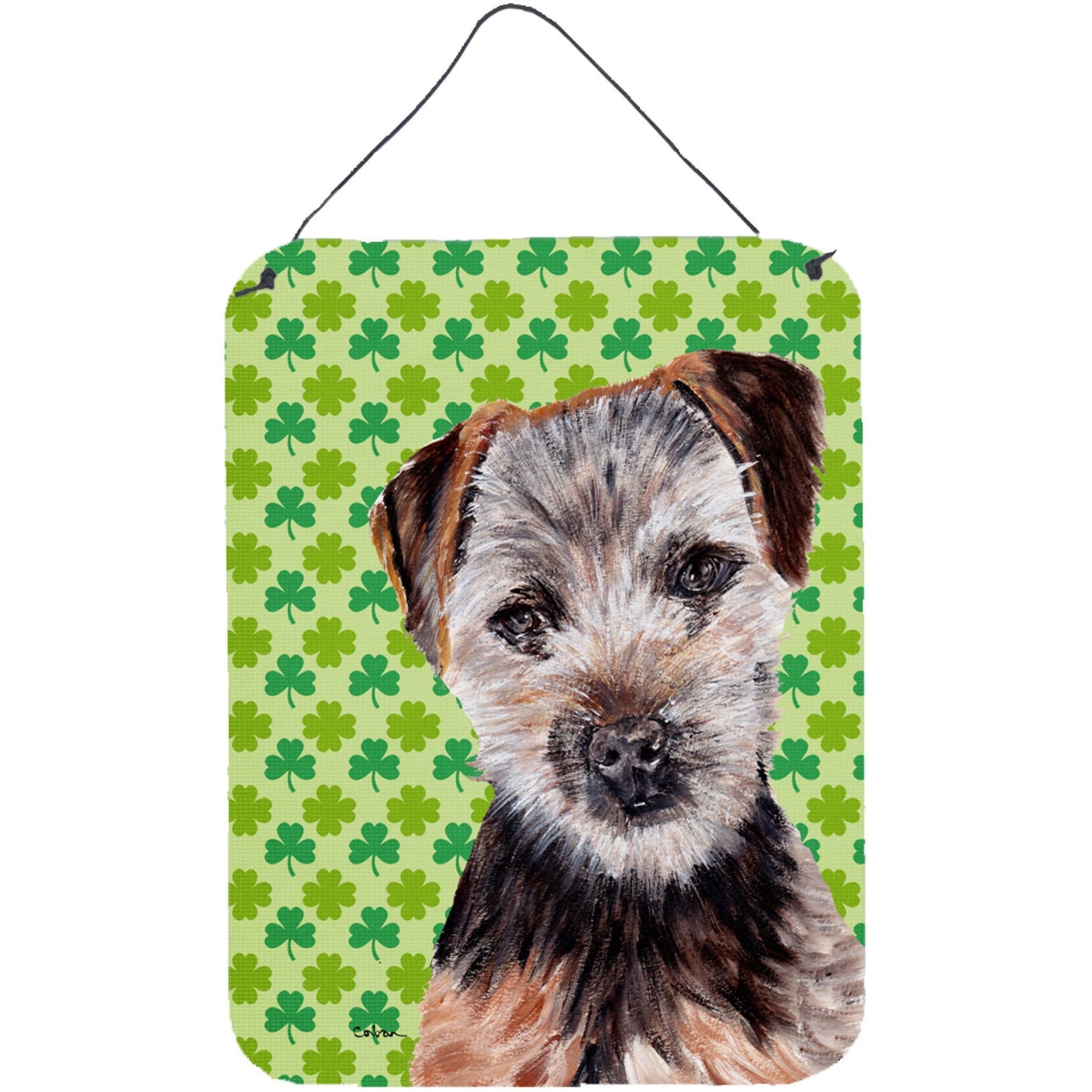 &quotCaroline's Treasures Norfolk Terrier Puppy Lucky Shamrock St. Patrick's Day Wall or Door Hanging Prints, 16"" x 12"""