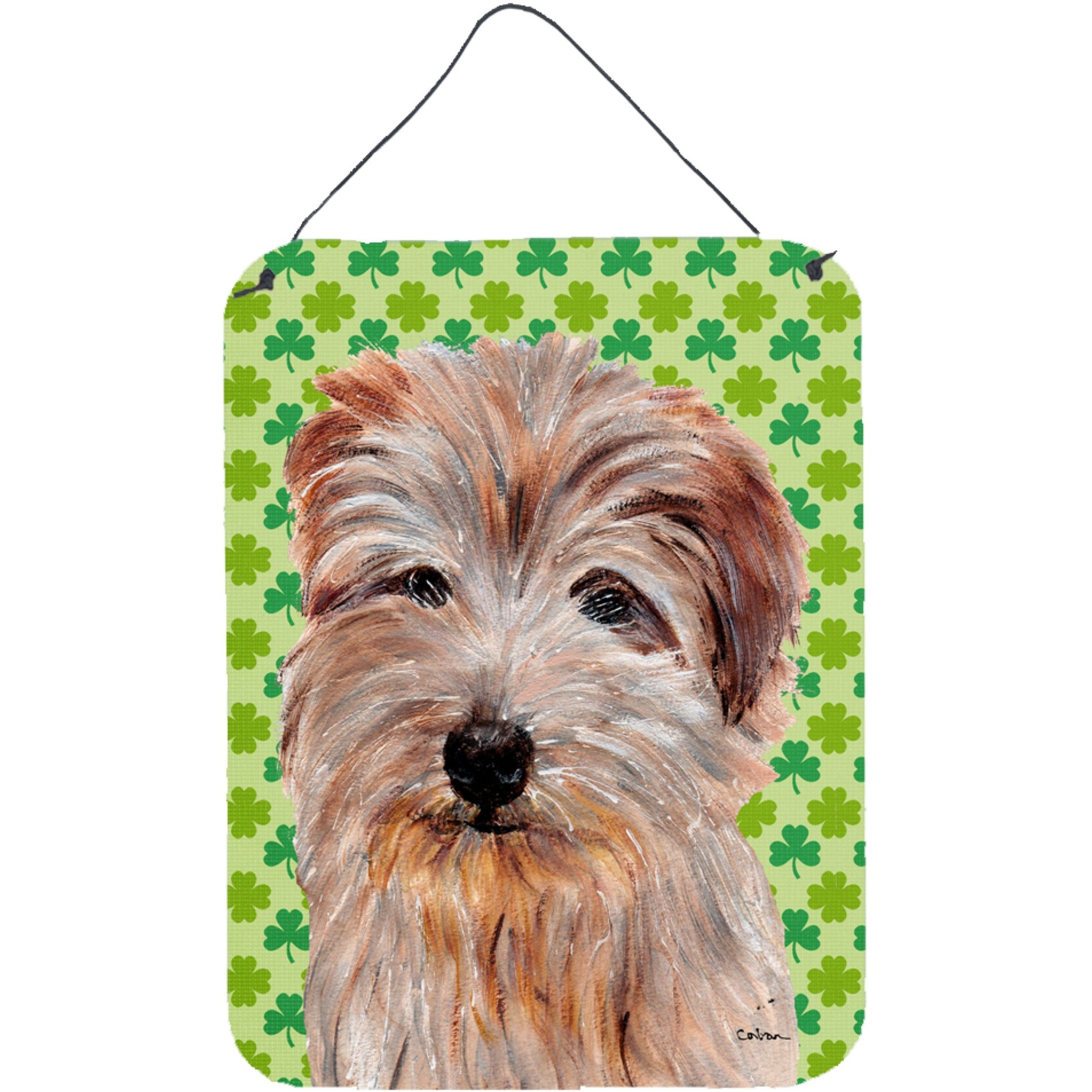 &quotCaroline's Treasures Norfolk Terrier Lucky Shamrock St. Patrick's Day Wall or Door Hanging Prints, 16"" x 12"""