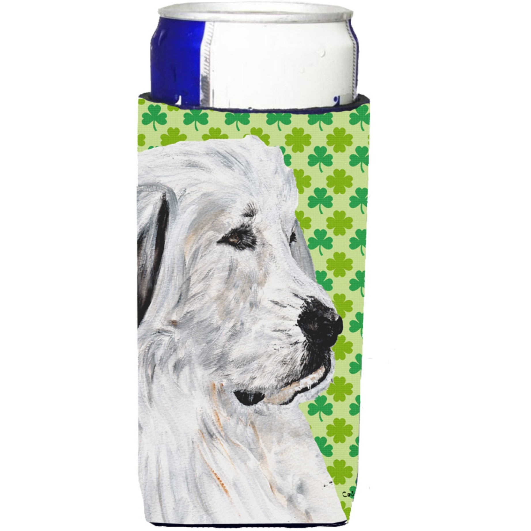 Great Pyrenees Lucky Shamrock St. Patrick's Day Ultra Beverage Insulators for slim cans SC9738MUK