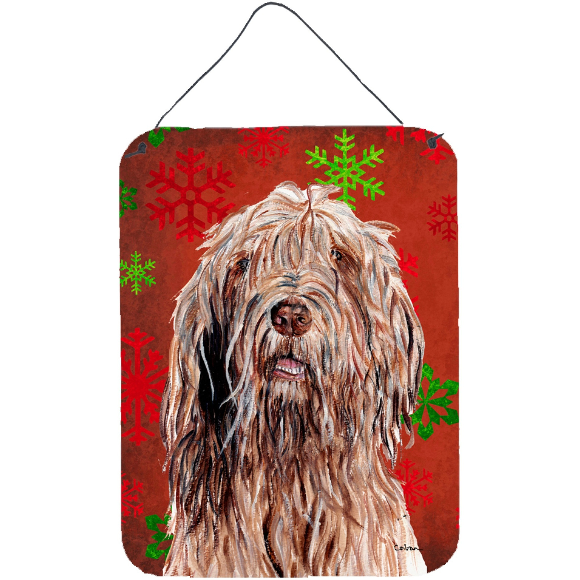 &quotCaroline's Treasures SC9757DS1216 Otterhound Red Snowflakes Holiday Wall or Door Hanging Prints, 16"" x 12"""