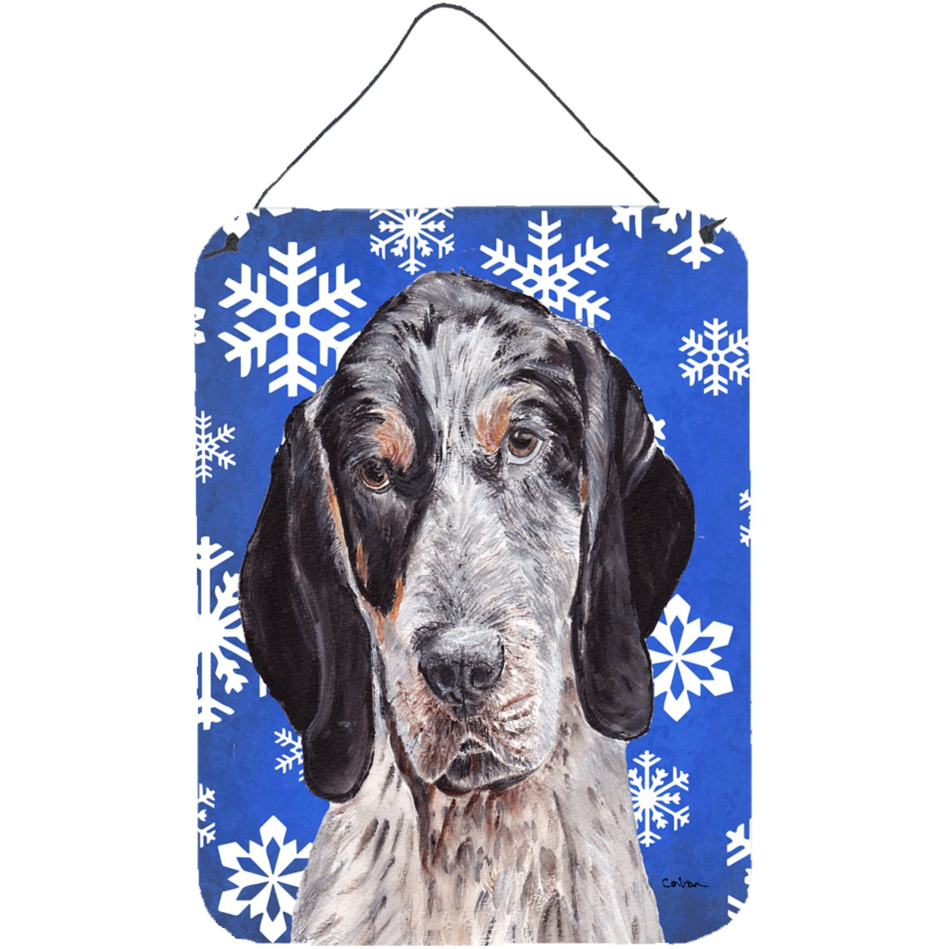 &quotCaroline's Treasures Blue Tick Coonhound Winter Snowflakes Wall or Door Hanging Prints, 16"" x 12"""