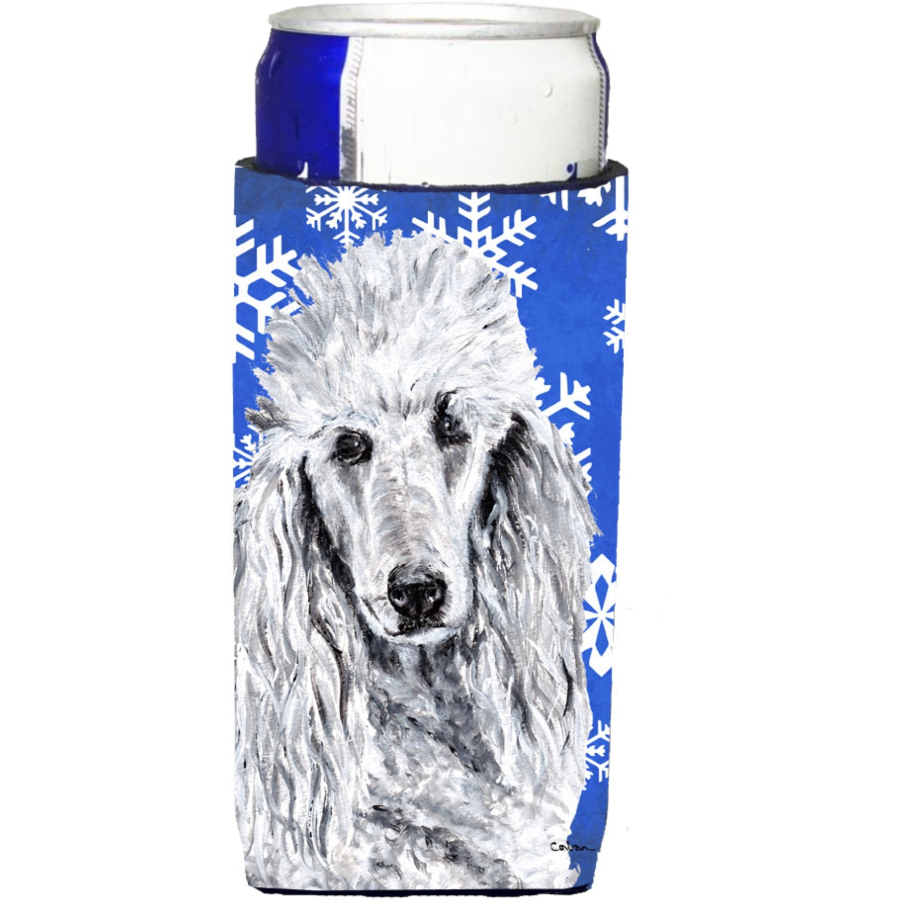 White Standard Poodle Winter Snowflakes Ultra Beverage Insulators for slim cans SC9775MUK