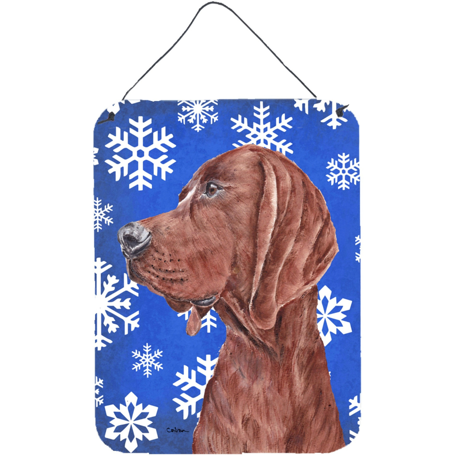 &quotCaroline's Treasures Redbone Coonhound Winter Snowflakes Wall or Door Hanging Prints, 16"" x 12"""