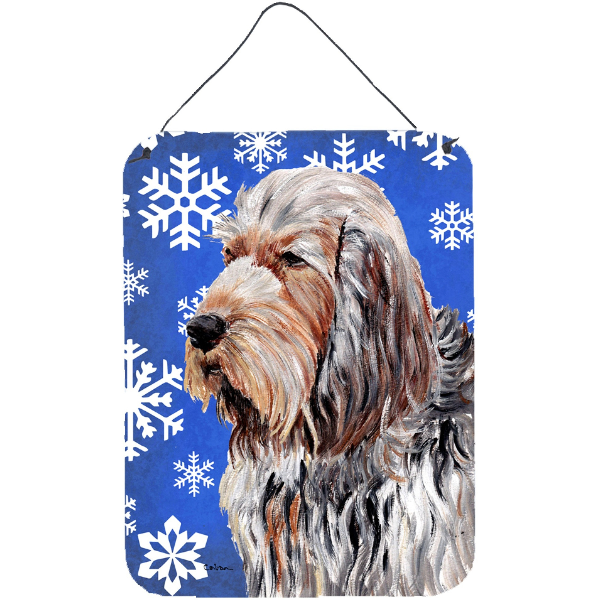 &quotCaroline's Treasures SC9780DS1216 Otterhound Winter Snowflakes Wall or Door Hanging Prints, 16"" x 12"""