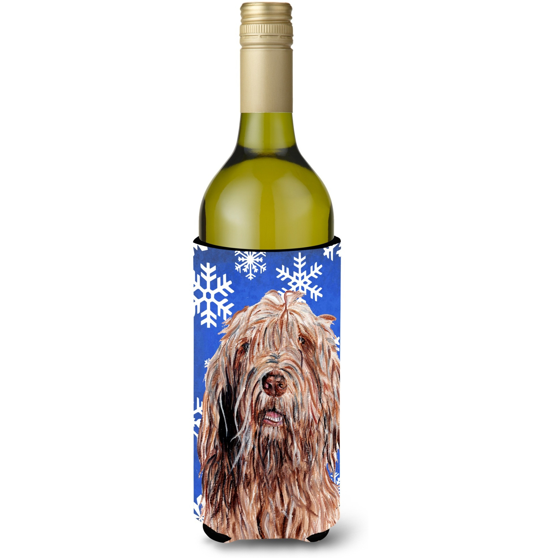 Otterhound Winter Snowflakes Wine Bottle Beverage Insulator Hugger SC9781LITERK