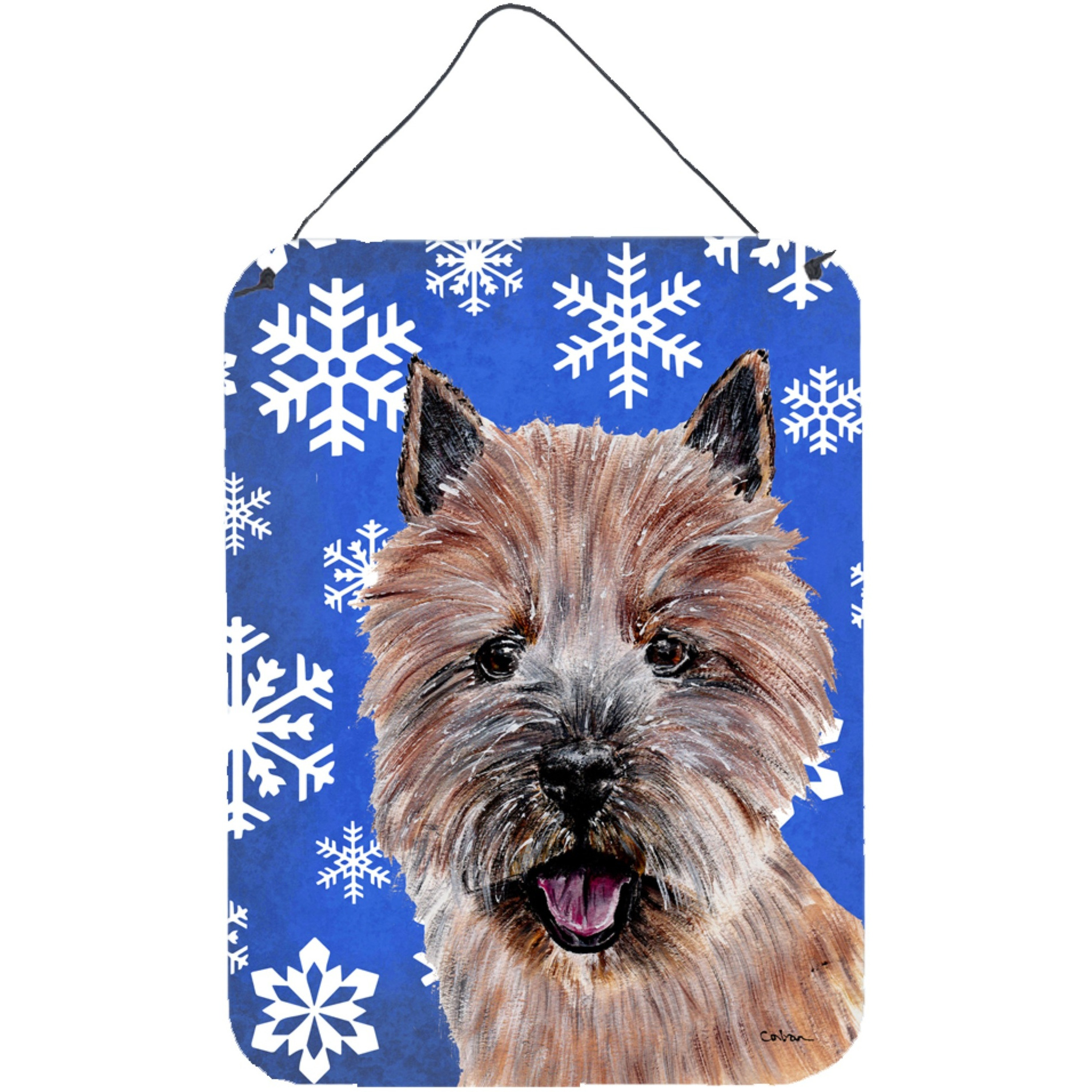 &quotCaroline's Treasures Norwich Terrier Winter Snowflakes Wall or Door Hanging Prints, 16"" x 12"""
