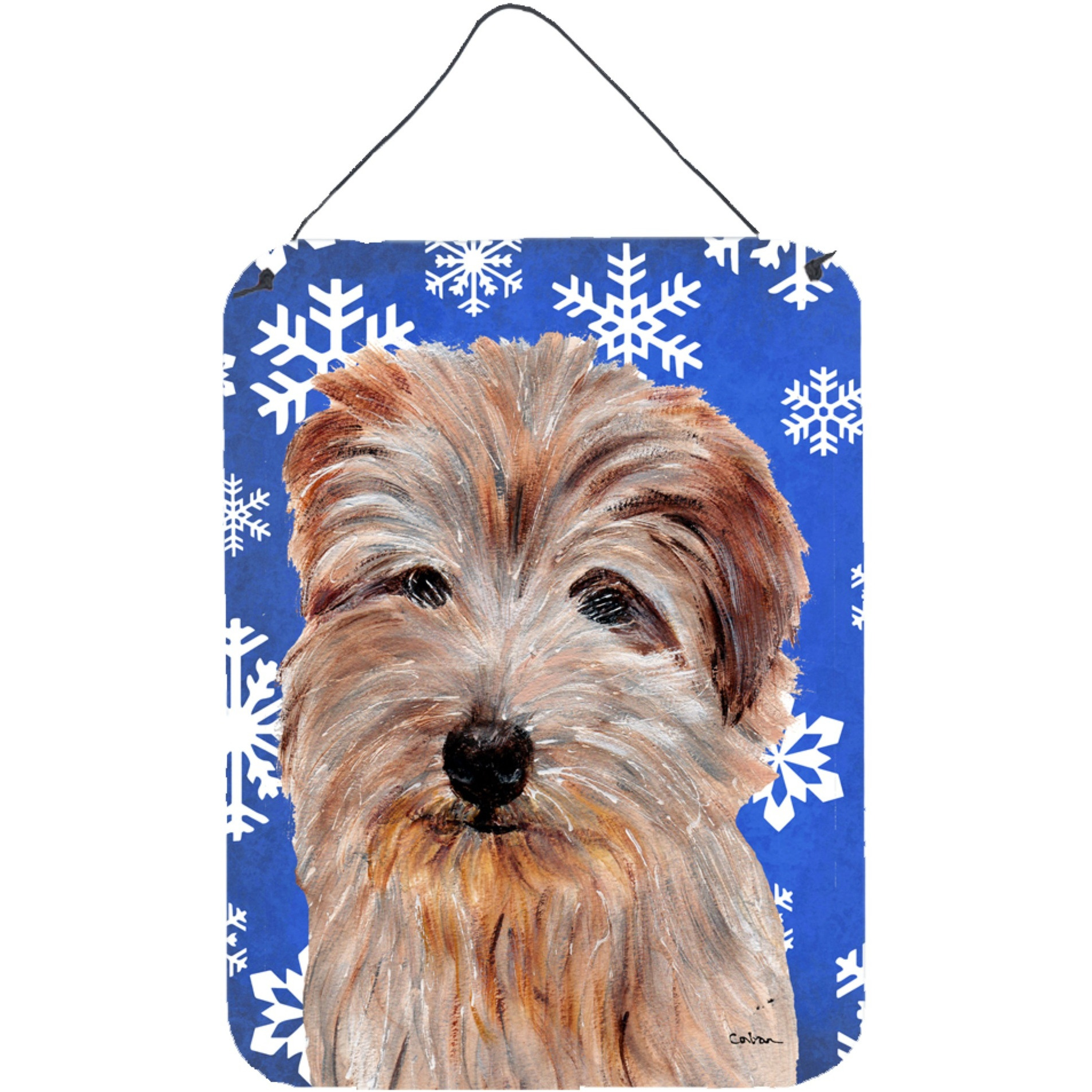 &quotCaroline's Treasures Norfolk Terrier Winter Snowflakes Wall or Door Hanging Prints, 16"" x 12"""