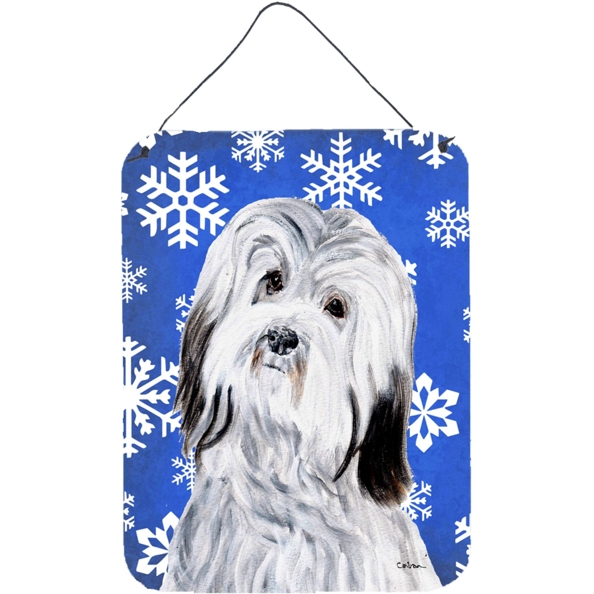 &quotCaroline's Treasures Havanese Winter Snowflakes Wall or Door Hanging Prints, 16"" x 12"""