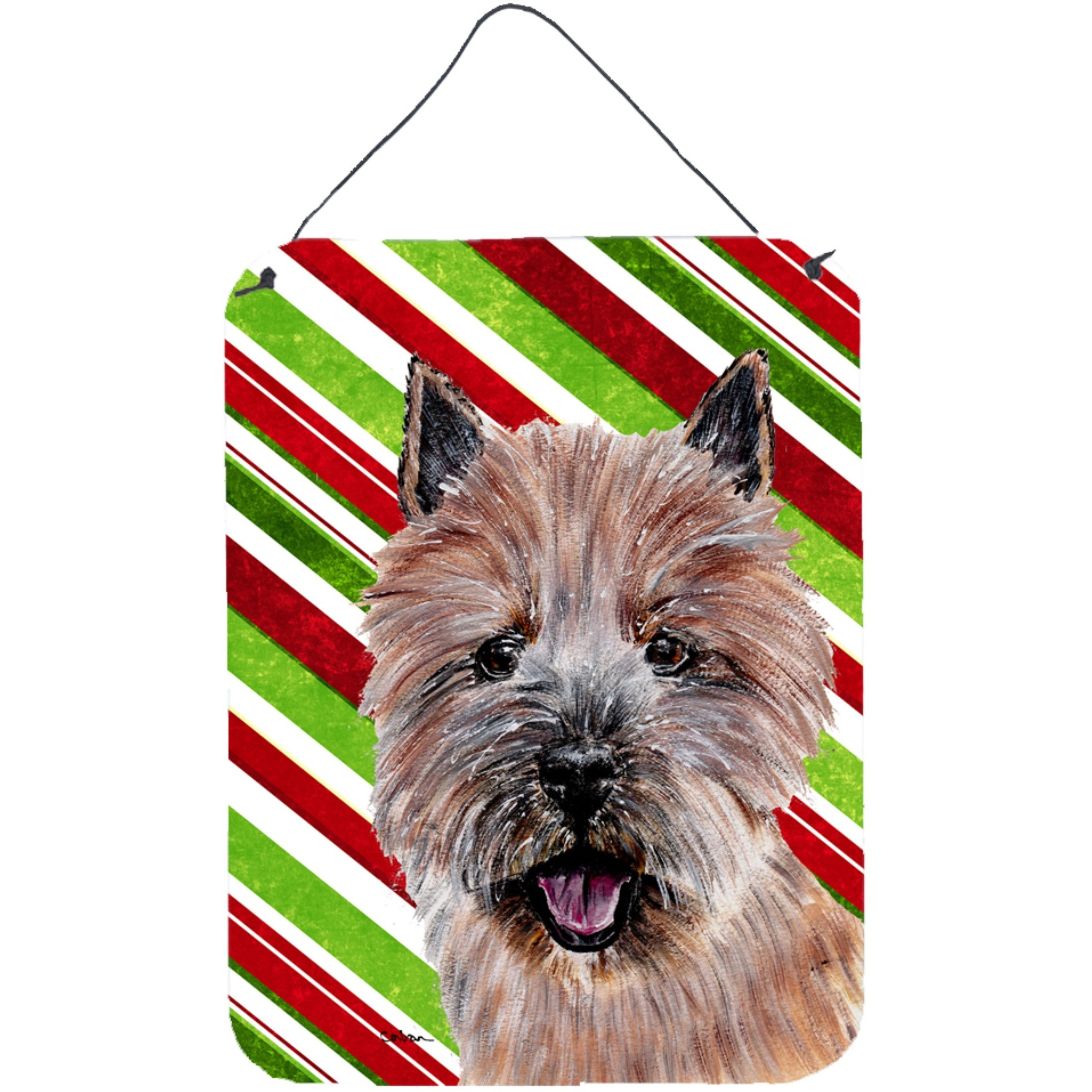 &quotCaroline's Treasures Norwich Terrier Candy Cane Christmas Wall or Door Hanging Prints, 16"" x 12"""