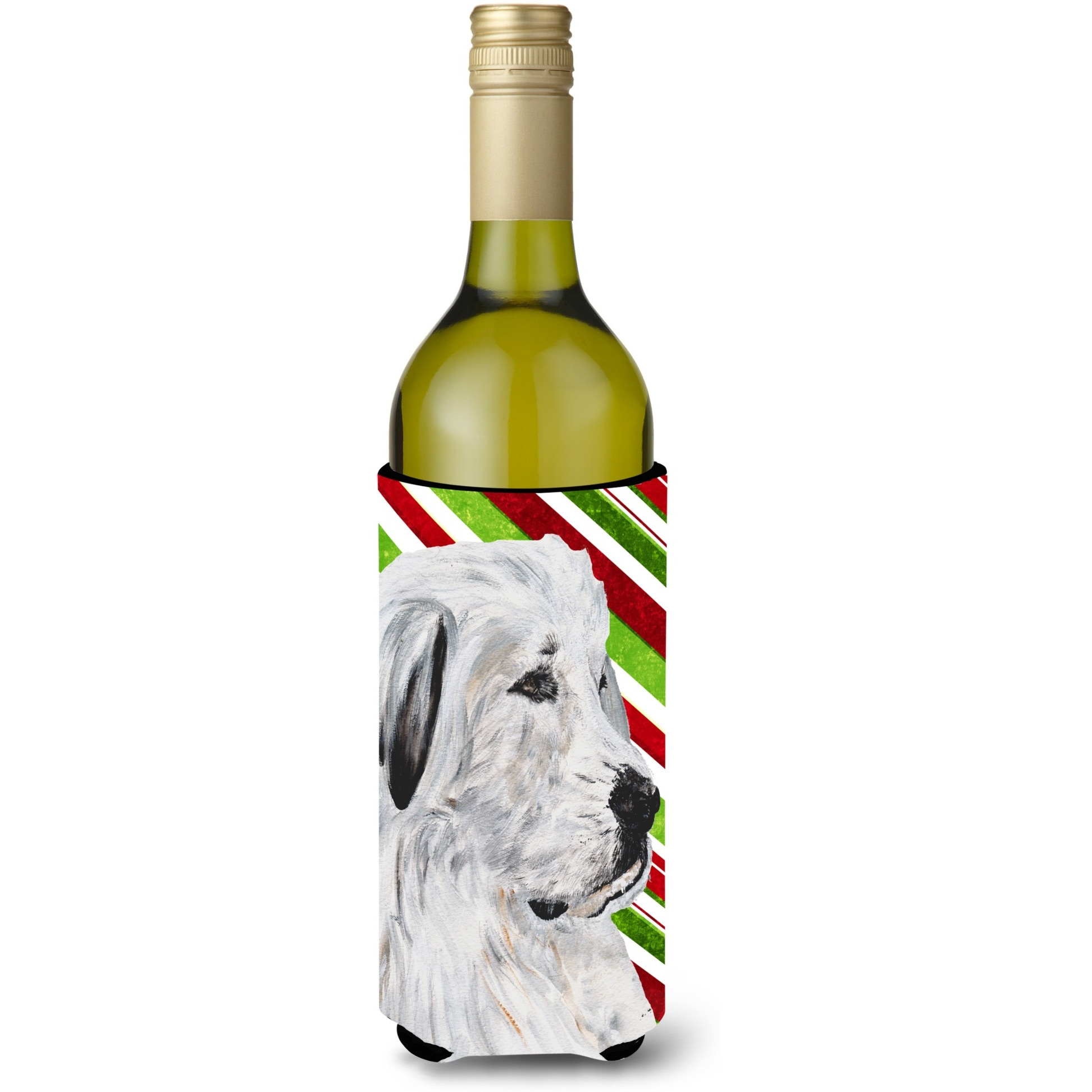 Great Pyrenees Candy Cane Christmas Wine Bottle Beverage Insulator Hugger SC9810LITERK