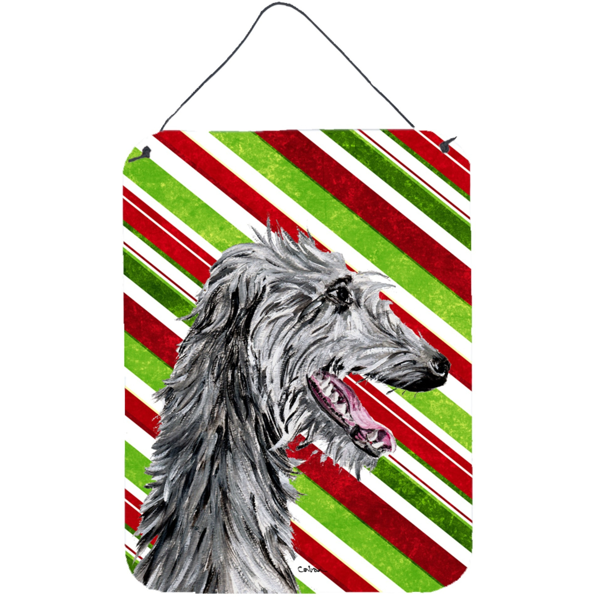 &quotCaroline's Treasures SC9813DS1216 Scottish Deerhound Candy Cane Christmas Wall or Door Hanging Prints, 16"" x 12"""