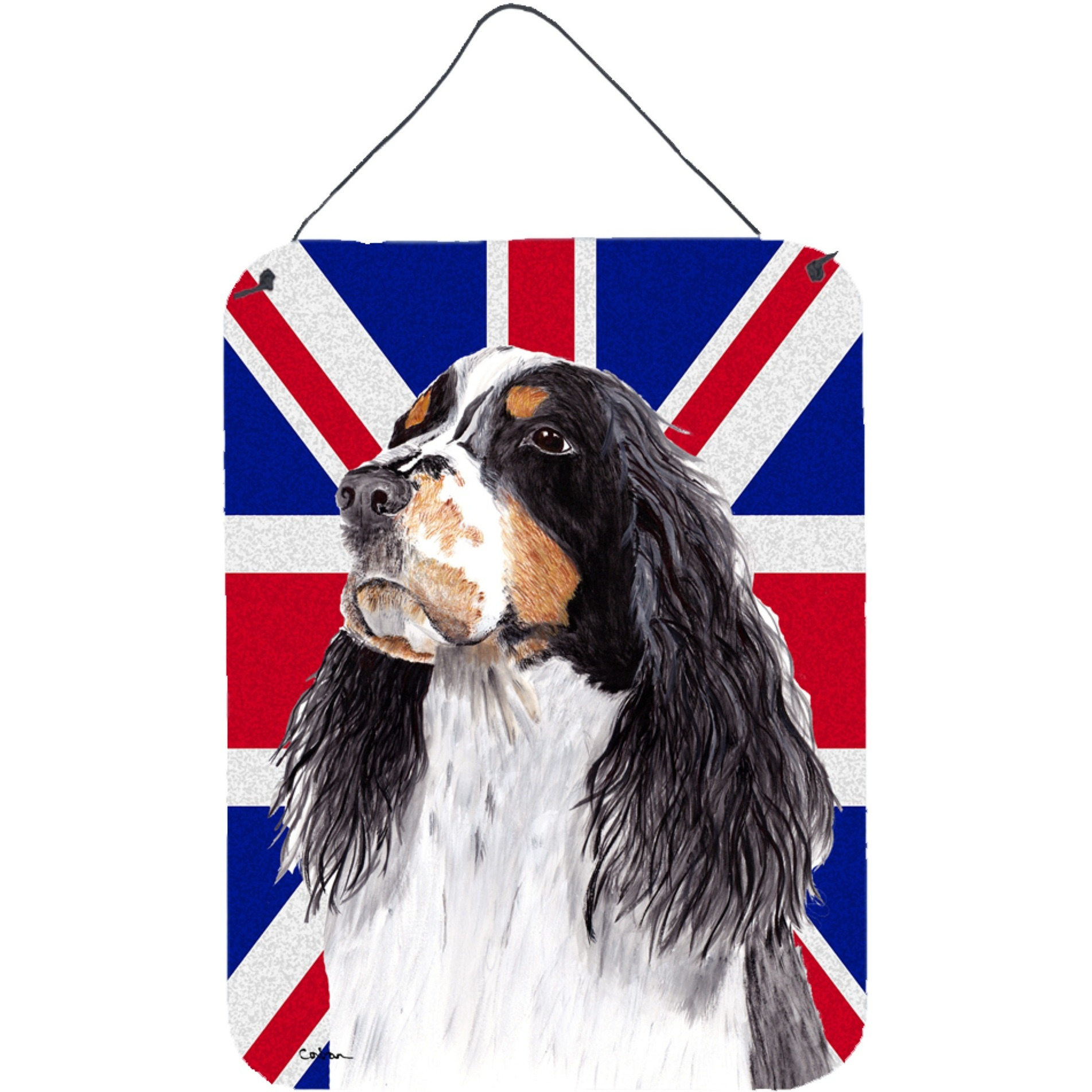 &quotCaroline's Treasures Welsh Springer Spaniel with English Union Jack British Flag Wall or Door Hanging Prints, 16"" x 12"""