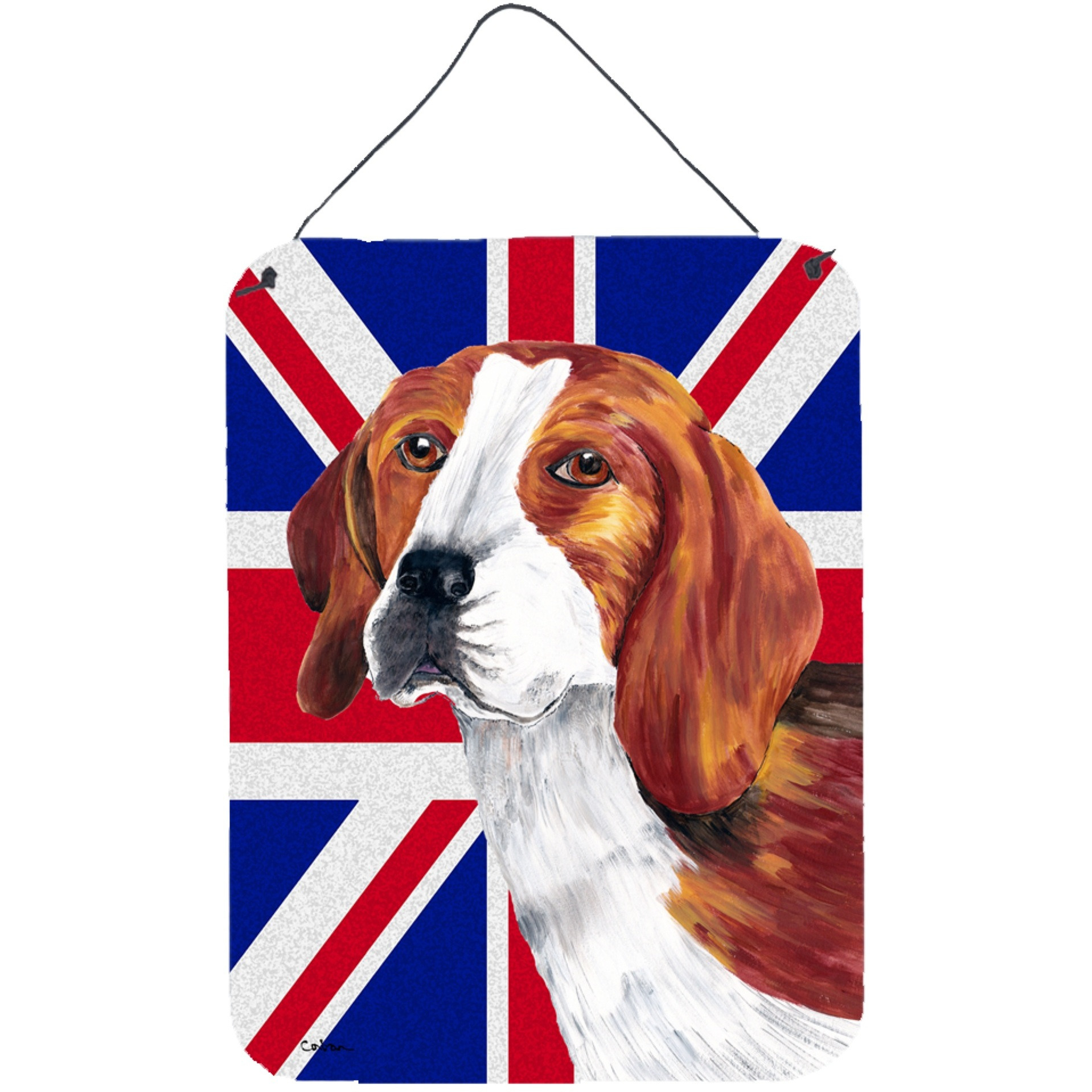 &quotCaroline's Treasures Beagle with English Union Jack British Flag Wall or Door Hanging Prints, 16"" x 12"""