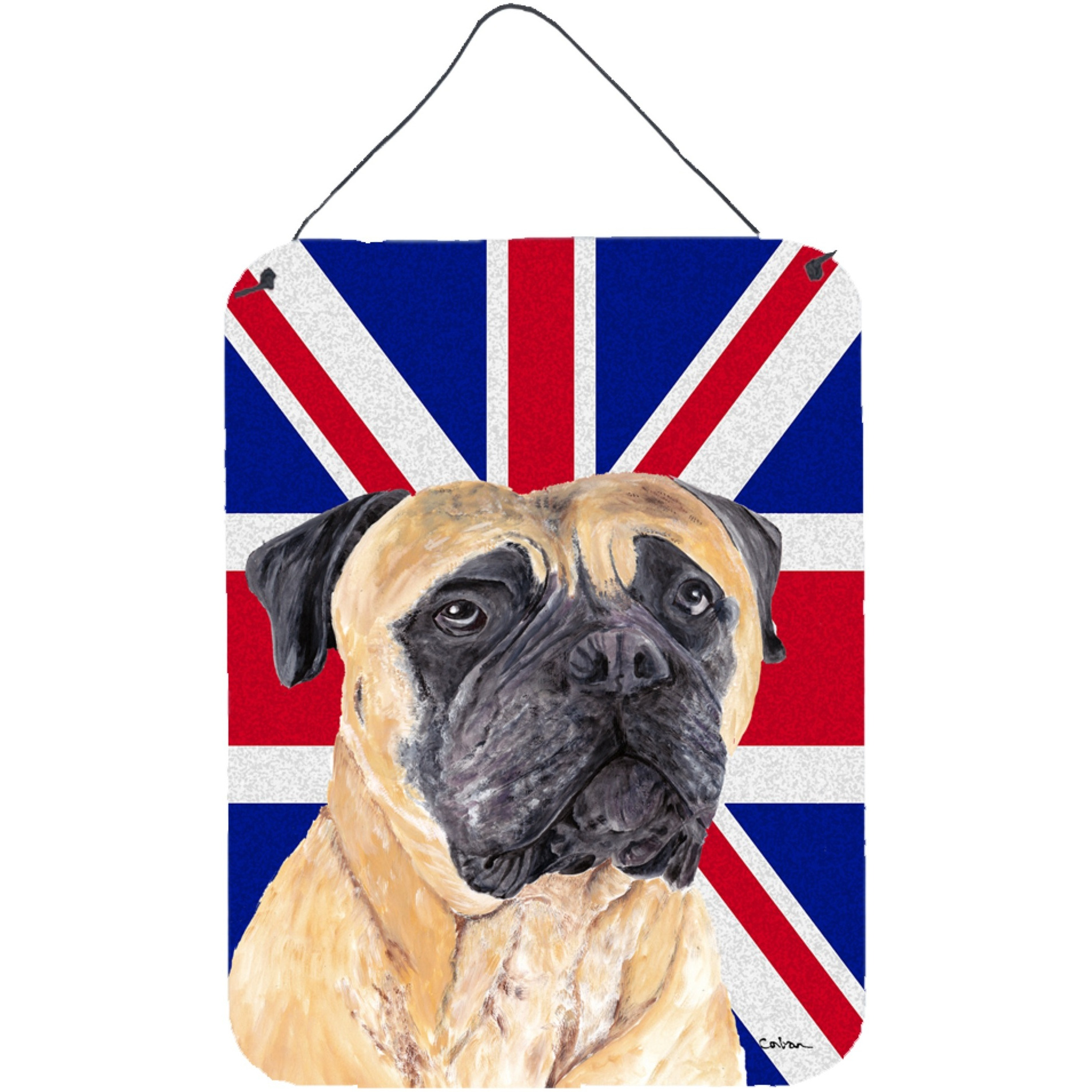 &quotCaroline's Treasures Mastiff with English Union Jack British Flag Wall or Door Hanging Prints, 16"" x 12"""