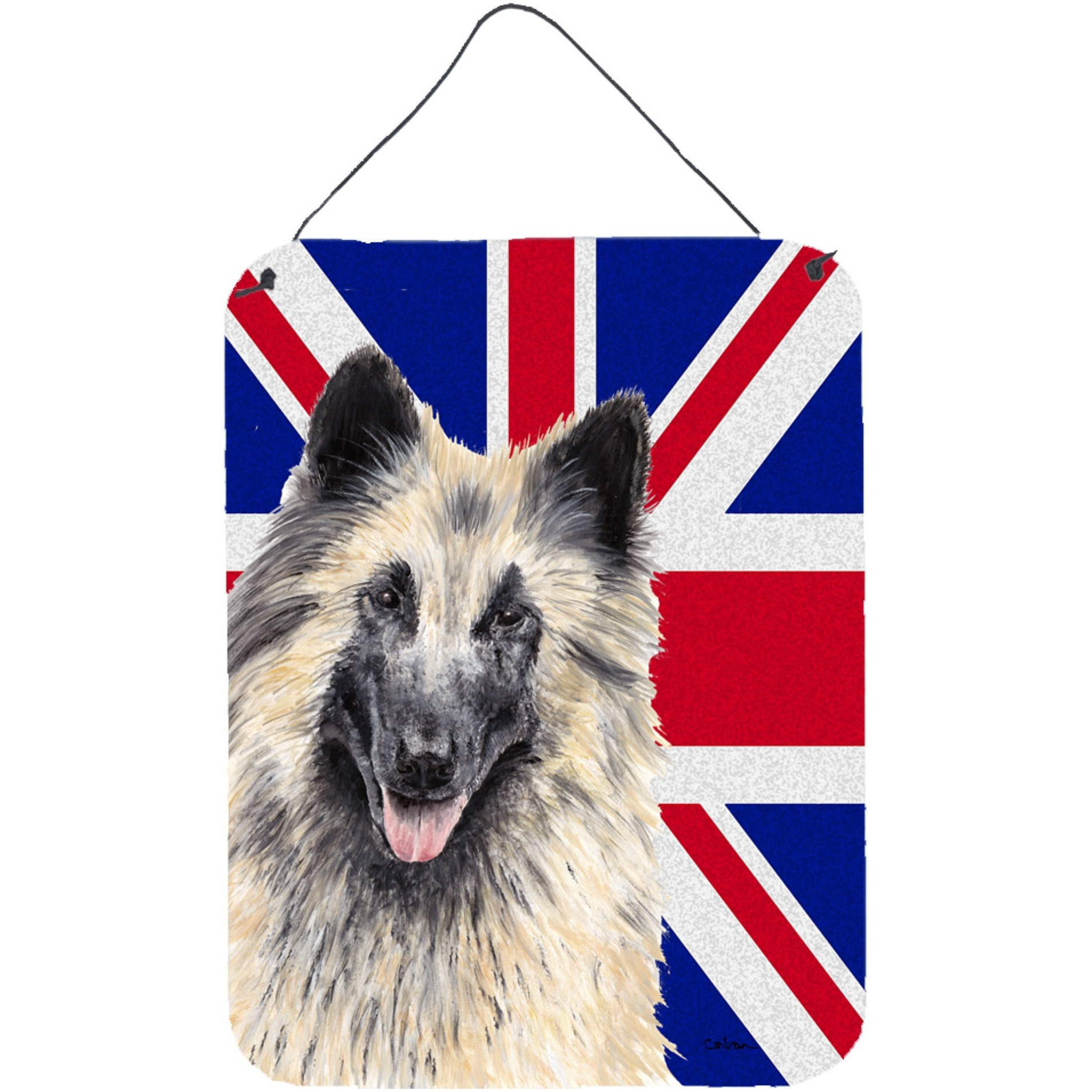 &quotCaroline's Treasures Belgian Tervuren with English Union Jack British Flag Wall or Door Hanging Prints, 16"" x 12"""