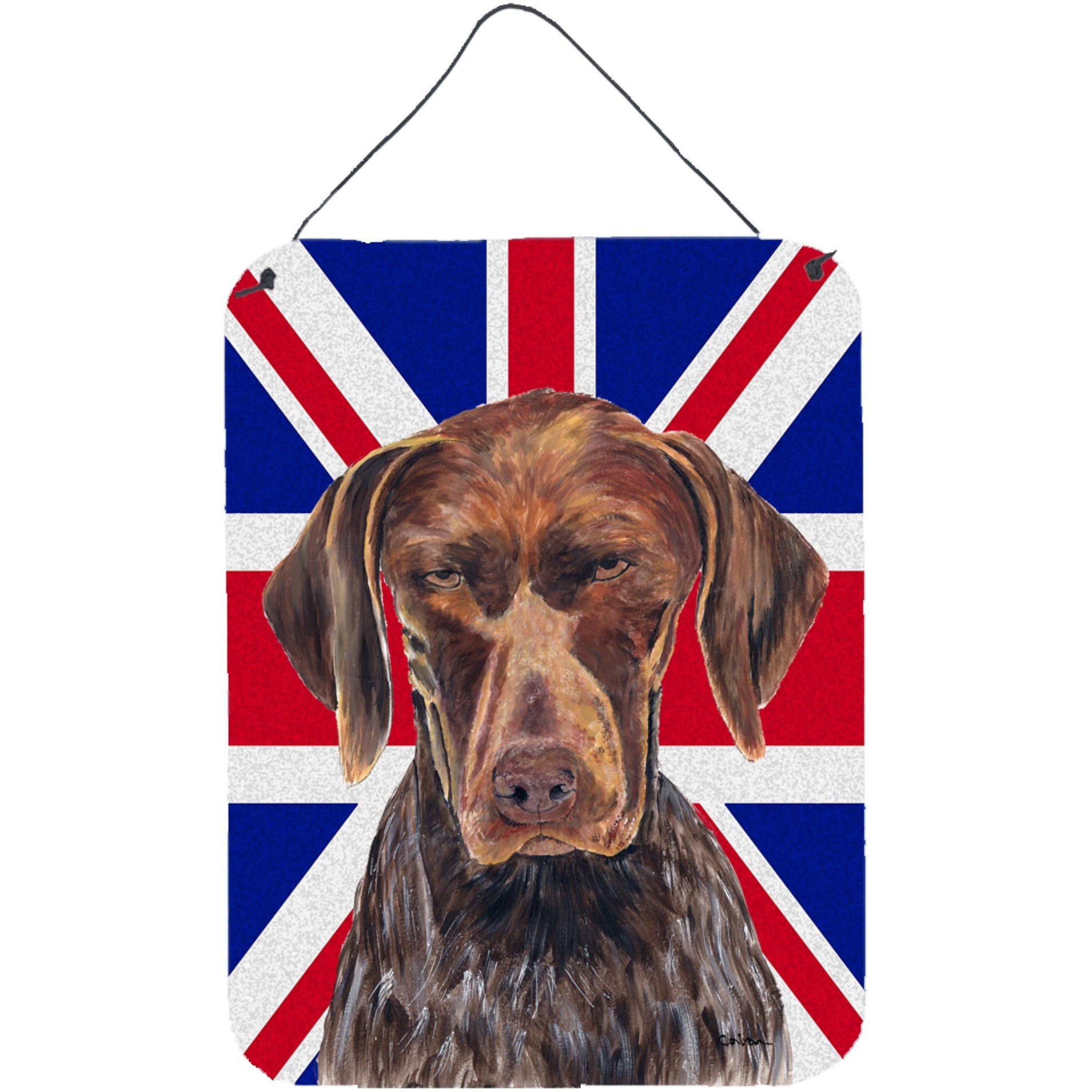 &quotCaroline's Treasures German Shorthaired Pointer with English Union Jack British Flag Wall or Door Hanging Prints, 16"" x 12"""