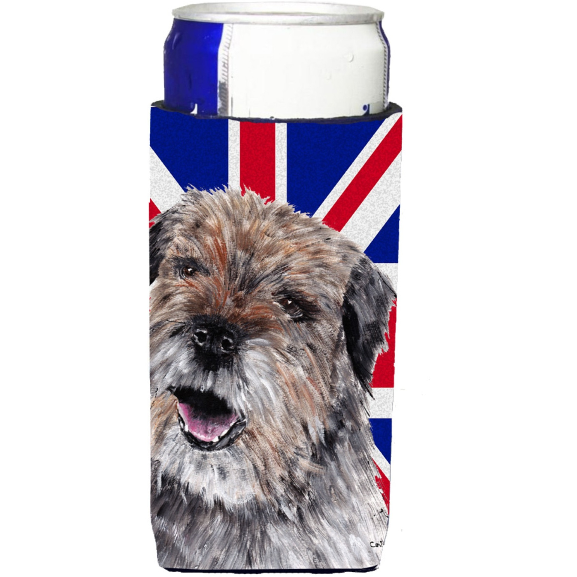 Border Terrier with Engish Union Jack British Flag Ultra Beverage Insulators for slim cans SC9865MUK