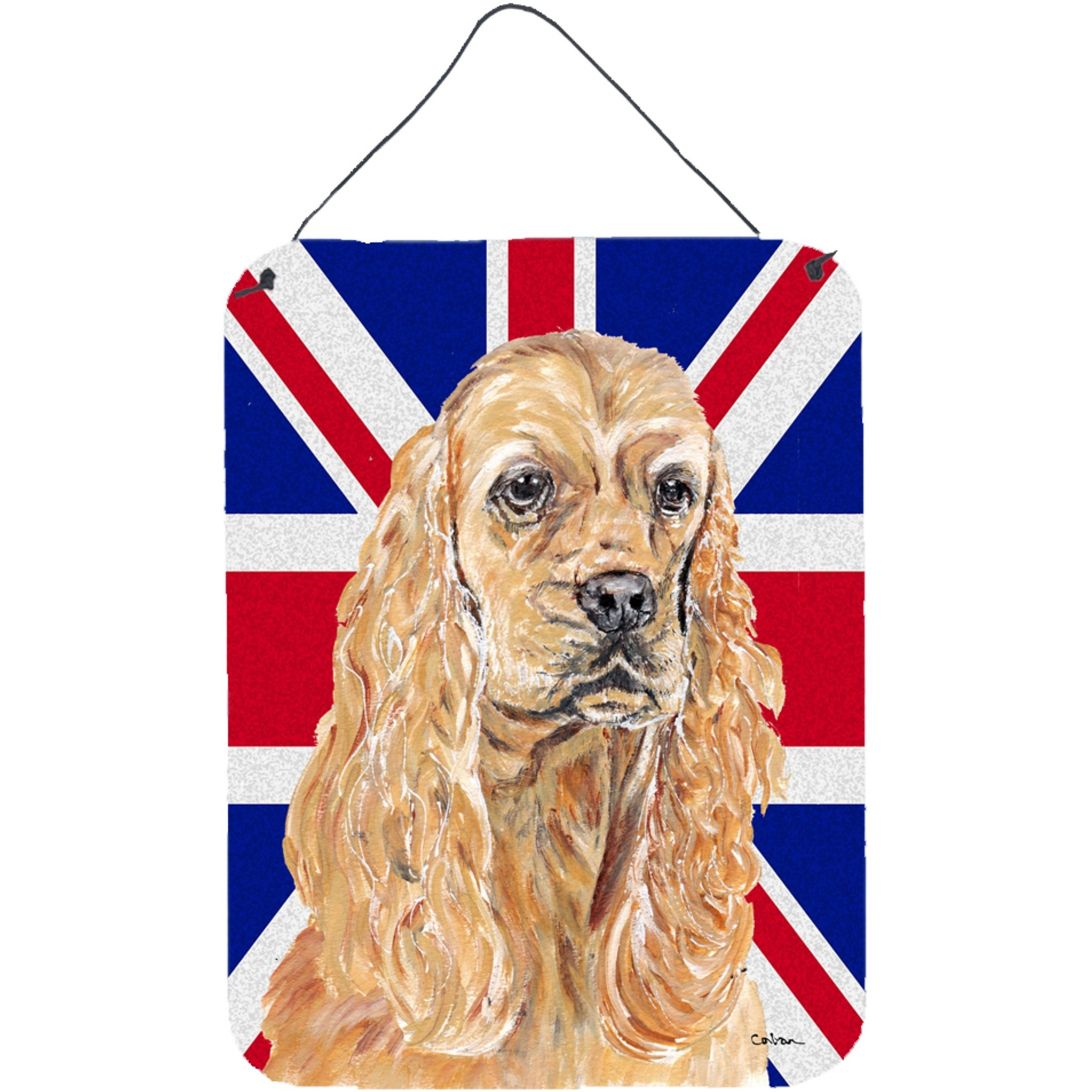 &quotCaroline's Treasures Buff Cocker Spaniel with Engish Union Jack British Flag Wall or Door Hanging Prints, 16"" x 12"""