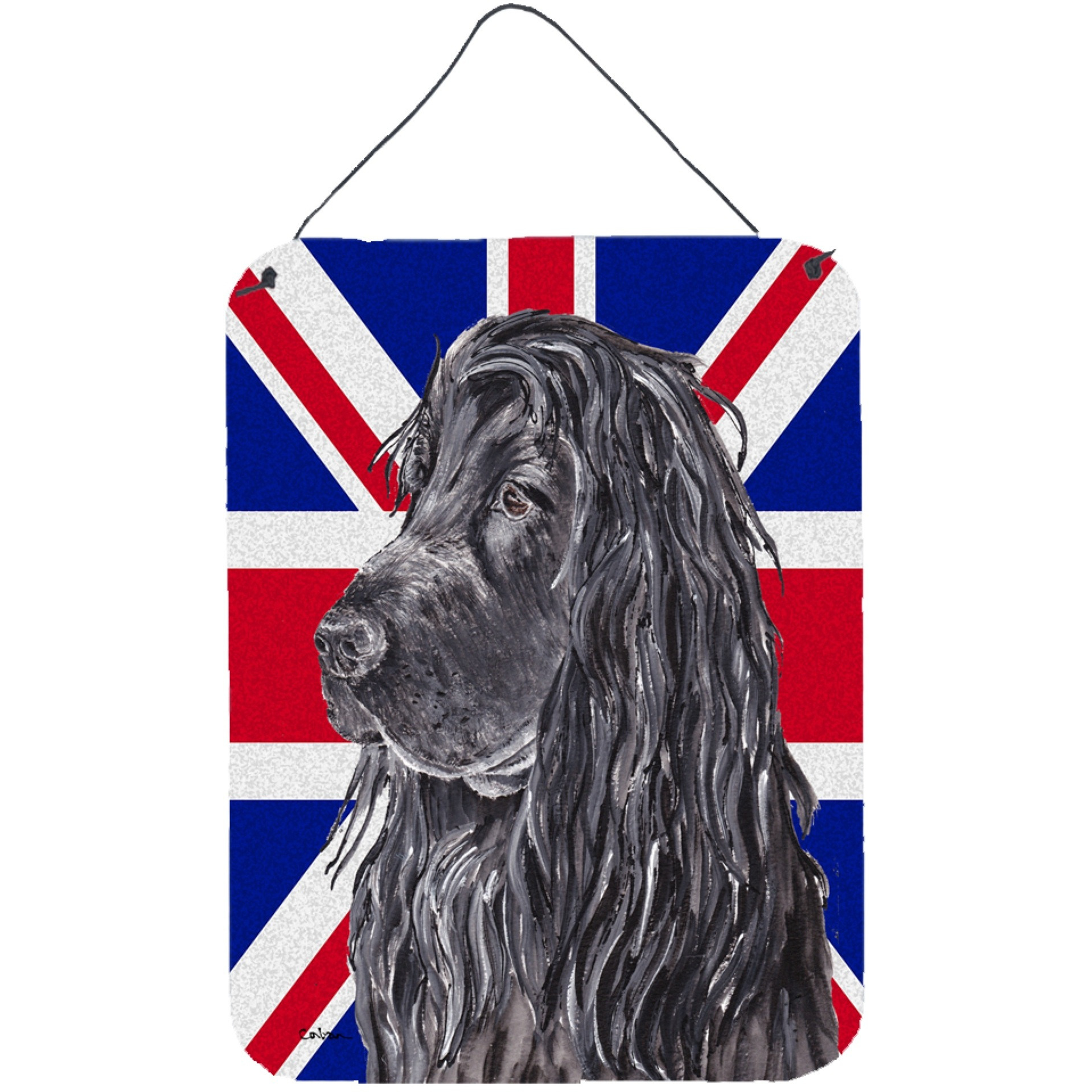 &quotCaroline's Treasures SC9867DS1216 Black Cocker Spaniel with Engish Union Jack British Flag Wall or Door Hanging Prints, 16"" x 12"""