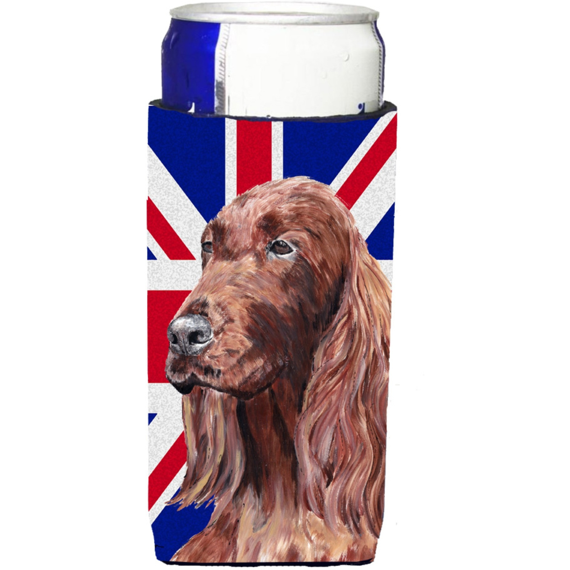 Irish Setter with Engish Union Jack British Flag Ultra Beverage Insulators for slim cans SC9870MUK