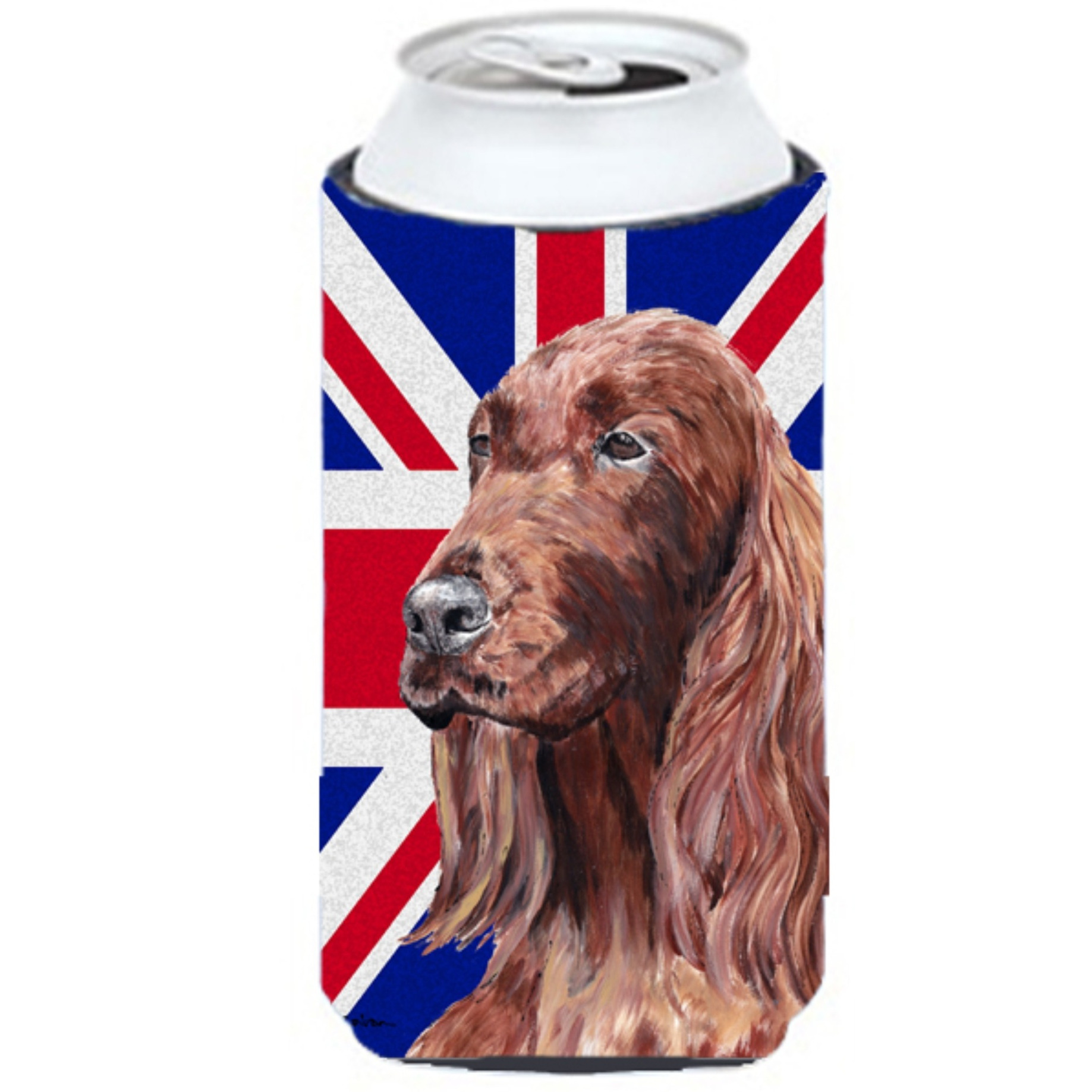 Irish Setter with Engish Union Jack British Flag Tall Boy Beverage Insulator Hugger SC9870TBC