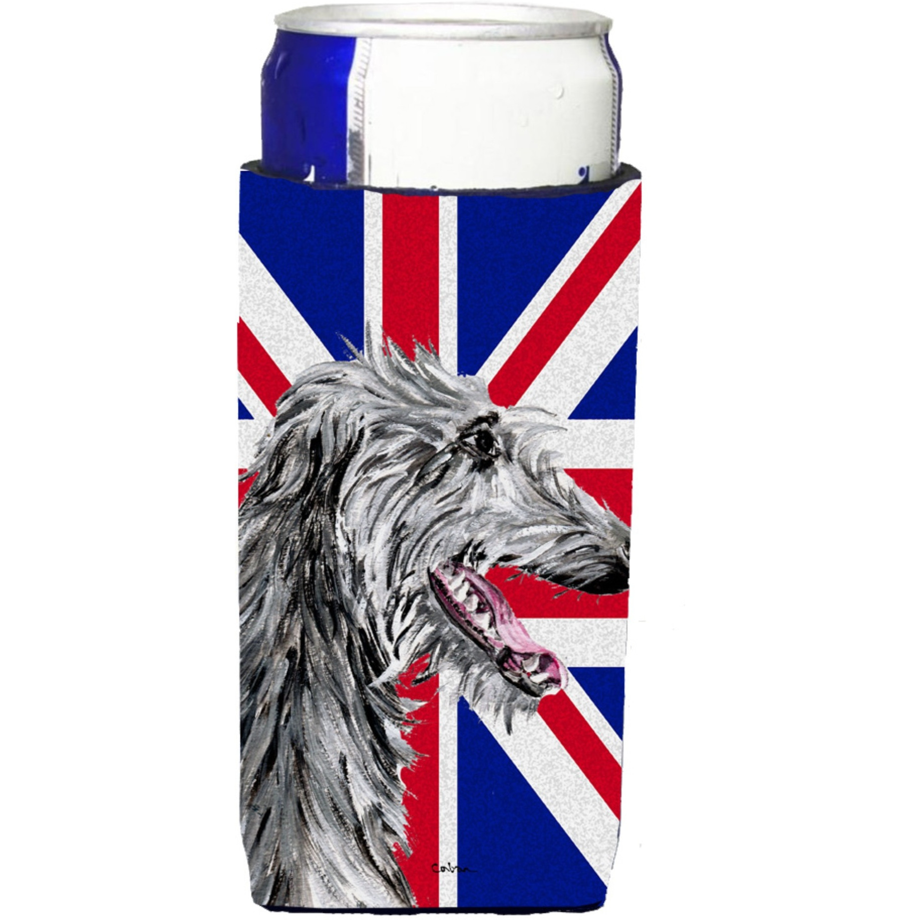 Scottish Deerhound with English Union Jack British Flag Ultra Beverage Insulators for slim cans SC9871MUK