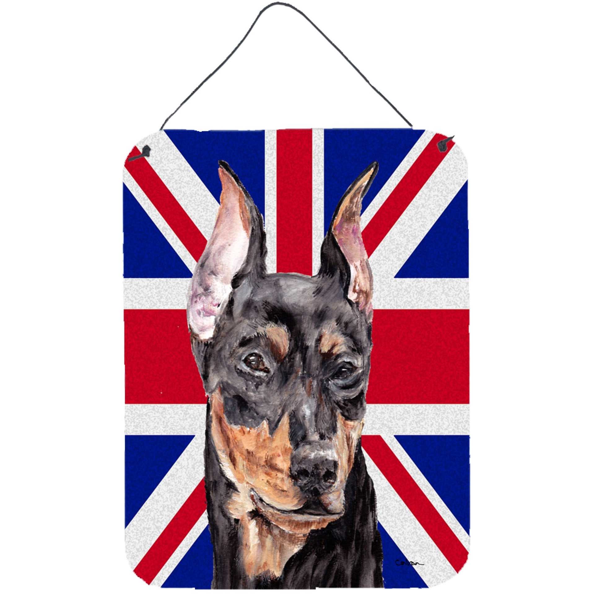 &quotCaroline's Treasures German Pinscher with English Union Jack British Flag Wall or Door Hanging Prints, 16"" x 12"""