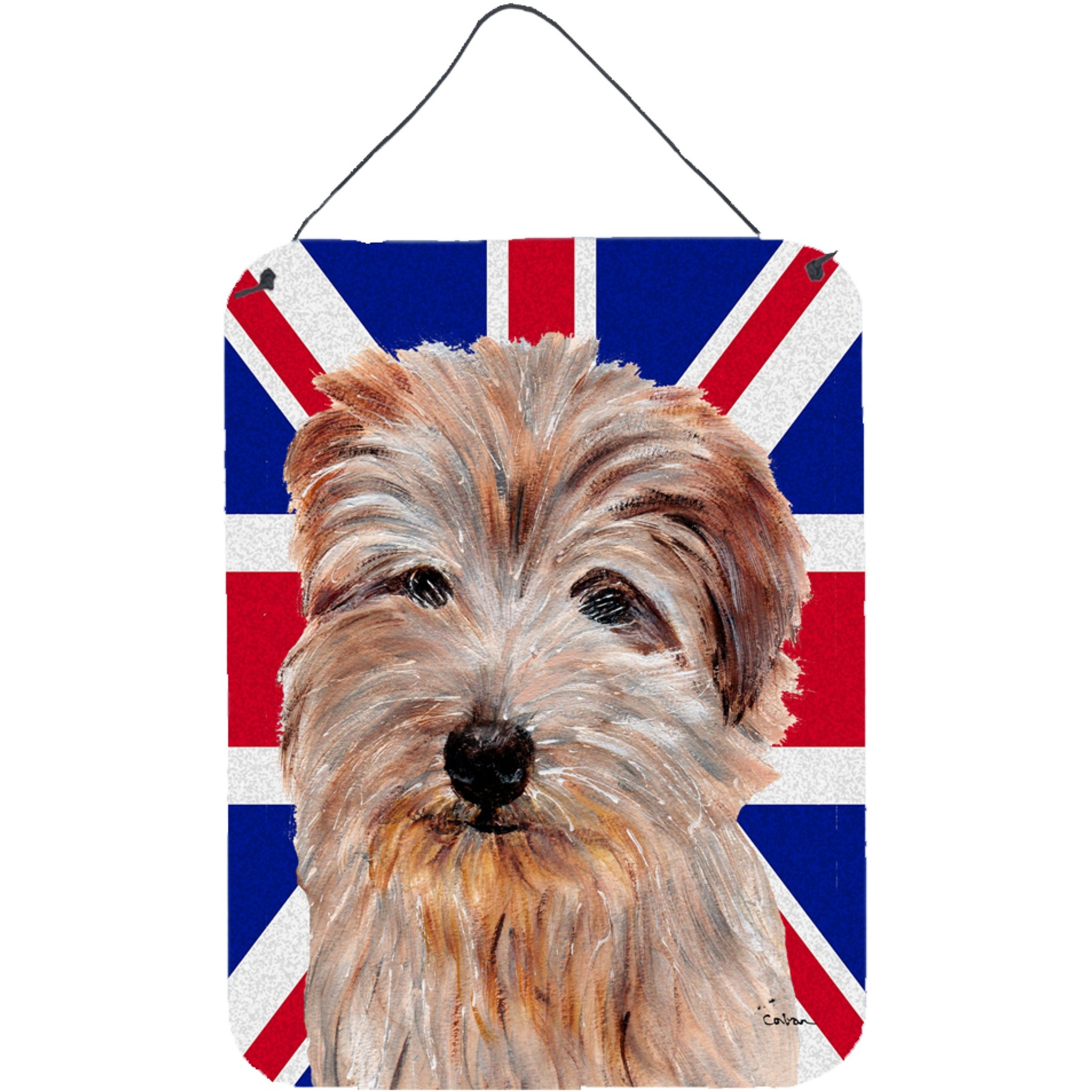 &quotCaroline's Treasures Norfolk Terrier with English Union Jack British Flag Wall or Door Hanging Prints, 16"" x 12"""