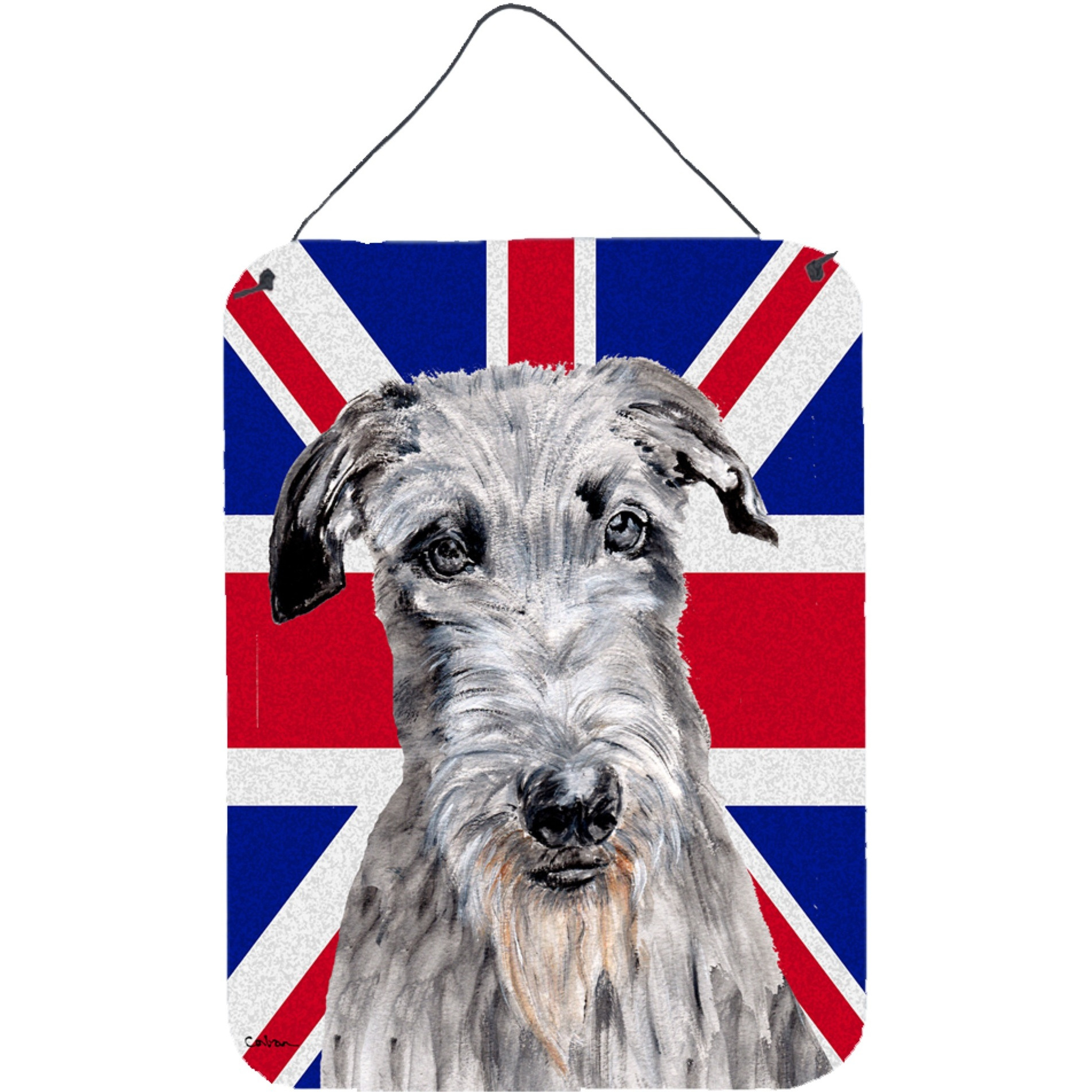 &quotCaroline's Treasures SC9881DS1216 Scottish Deerhound with English Union Jack British Flag Wall or Door Hanging Prints, 16"" x 12"""