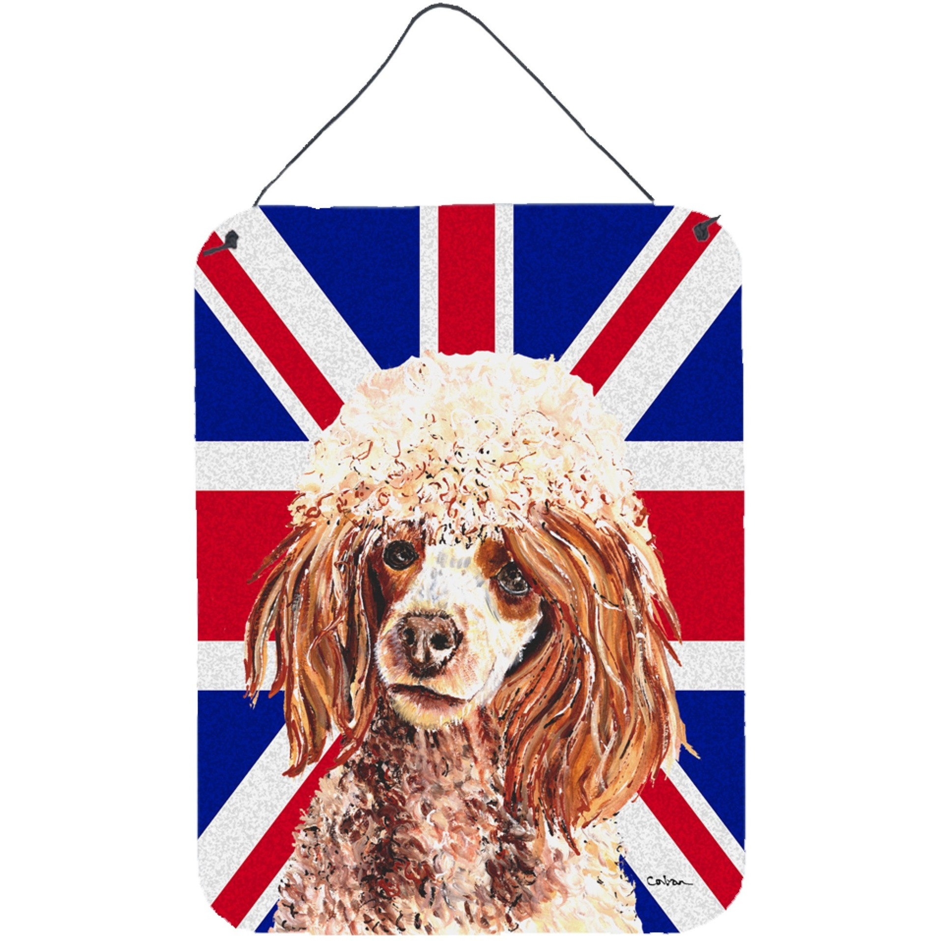 &quotCaroline's Treasures Red Miniature Poodle with English Union Jack British Flag Wall or Door Hanging Prints, 16"" x 12"""