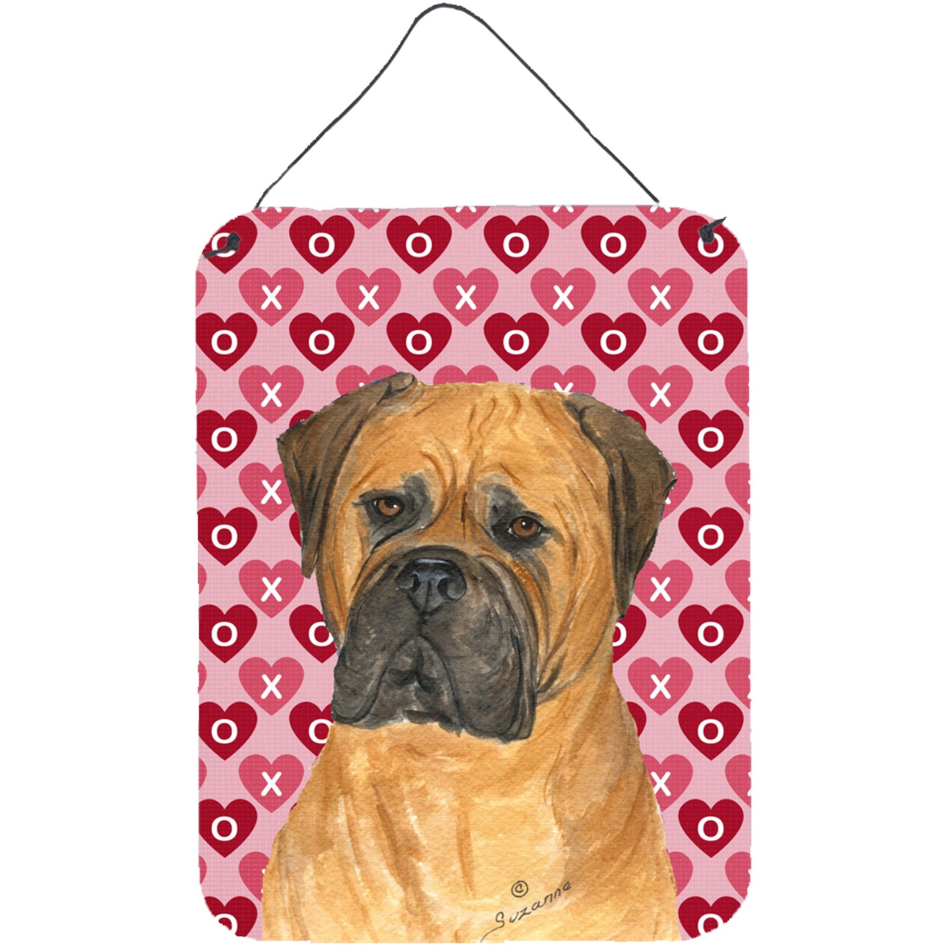 &quotCaroline's Treasures Bullmastiff Hearts Love and Valentine's Day Wall or Door Hanging Prints, 16"" x 12"", Multicolor"
