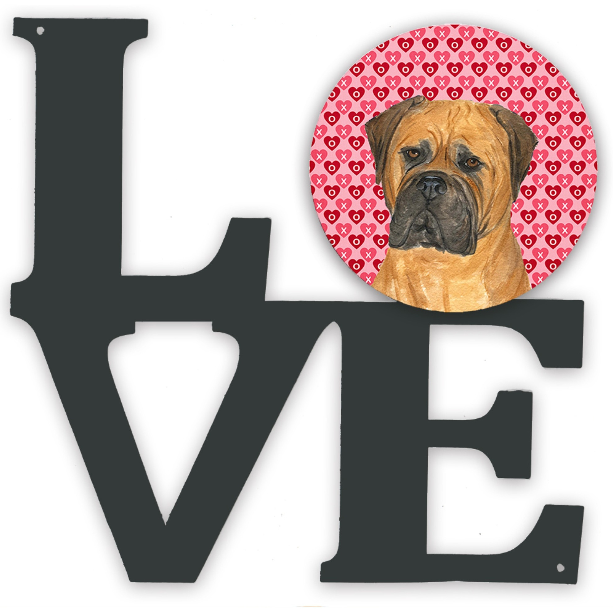 &quotCaroline's Treasures Bullmastiff Hearts Valentine's Day Portrait Metal Artwork Love wall-decor, Multicolor"
