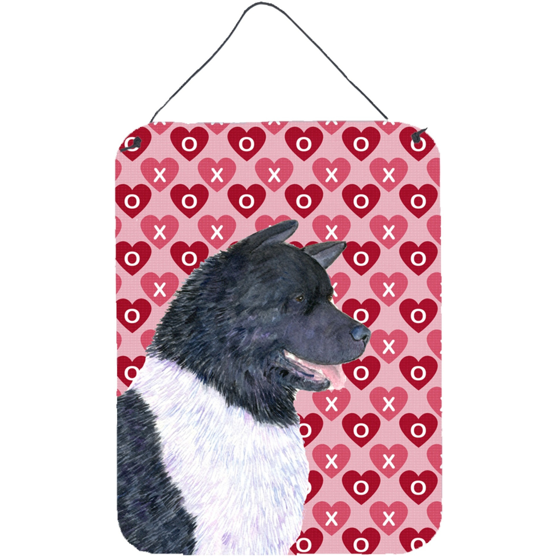 &quotCaroline's Treasures Akita Hearts Love and Valentine's Day Portrait Wall or Door Hanging Prints, 16"" x 12"", Multicolor"