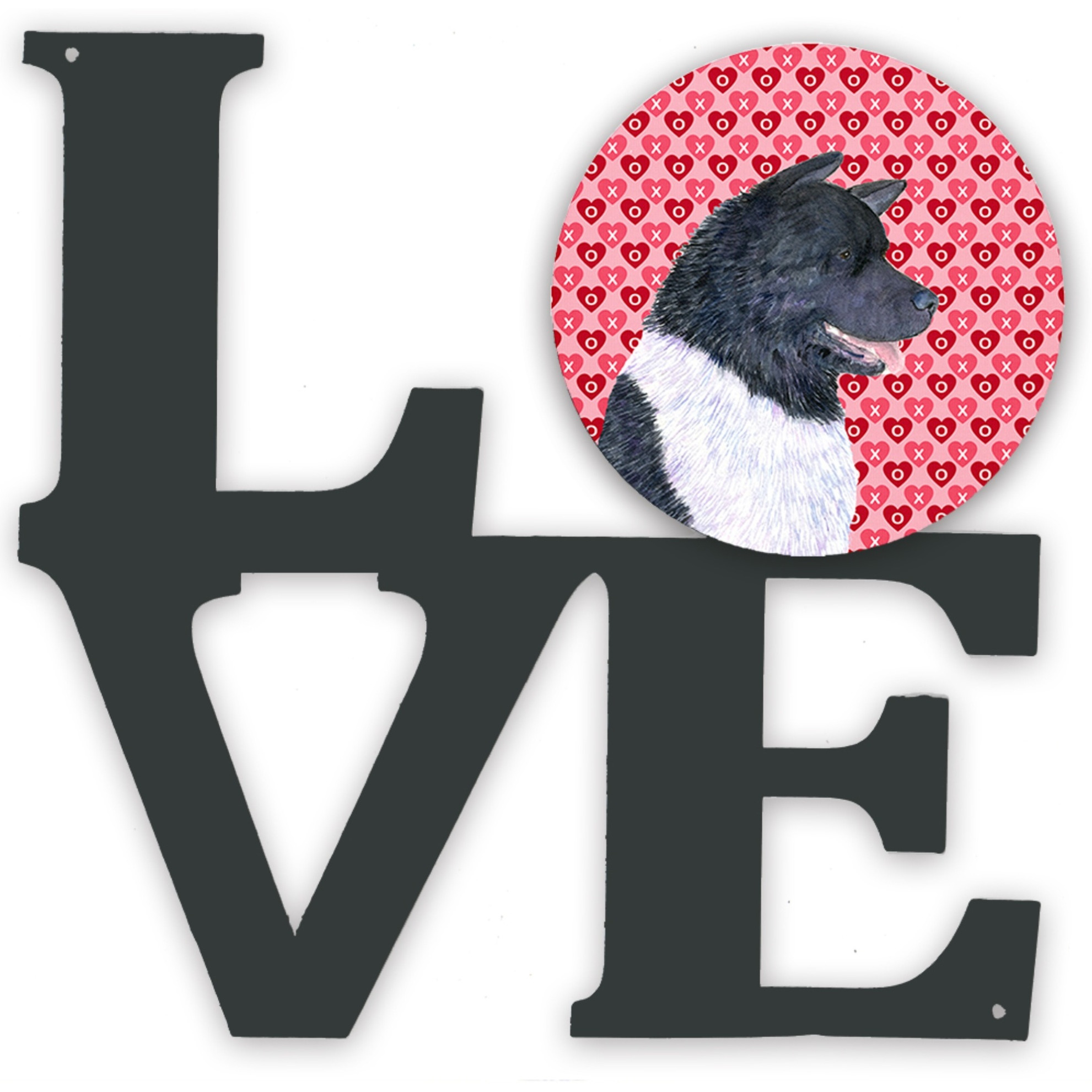 &quotCaroline's Treasures Akita Hearts Valentine's Day Portrait Metal Artwork Love wall-decor, Multicolor"