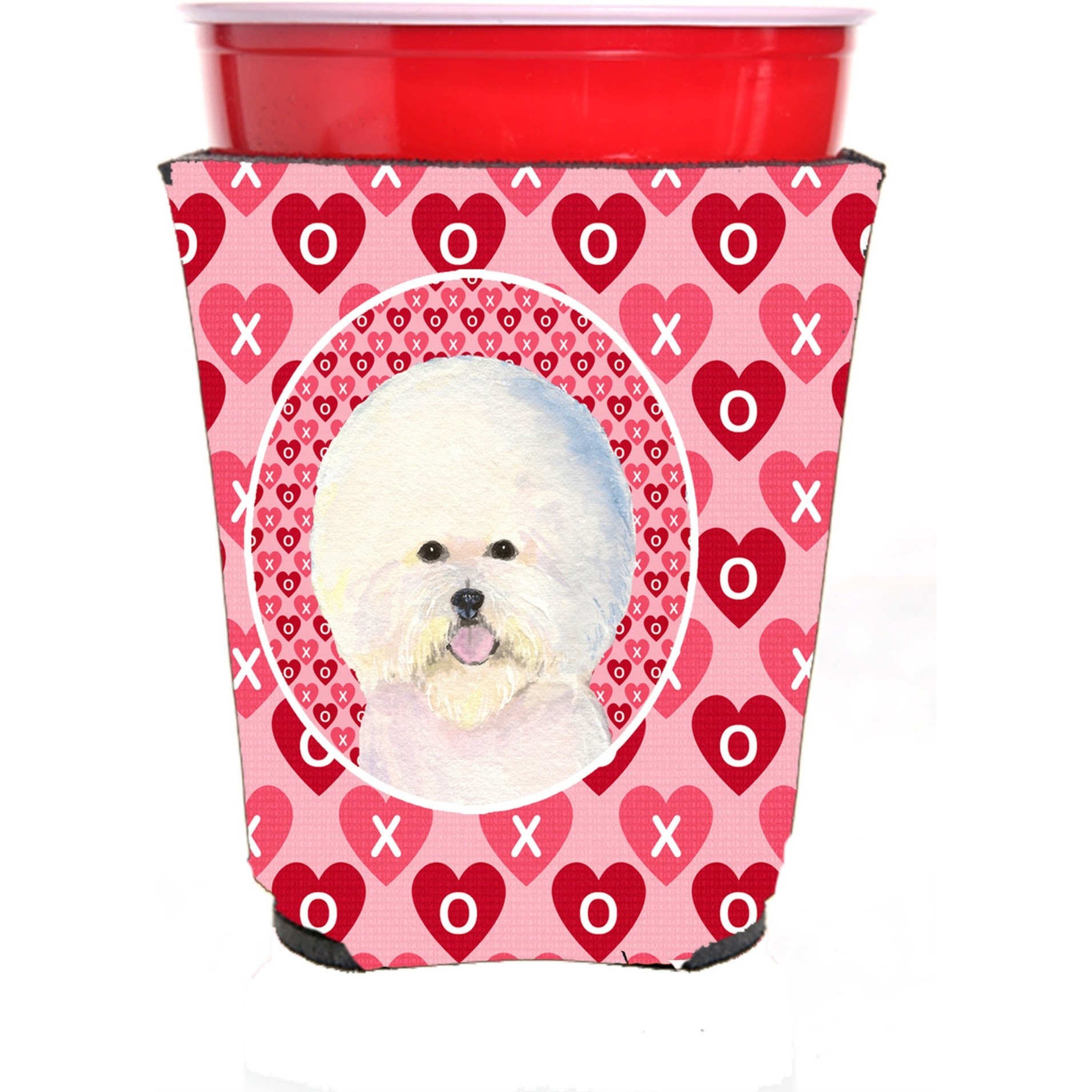 Bichon Frise  Red Solo Cup Beverage Insulator Hugger