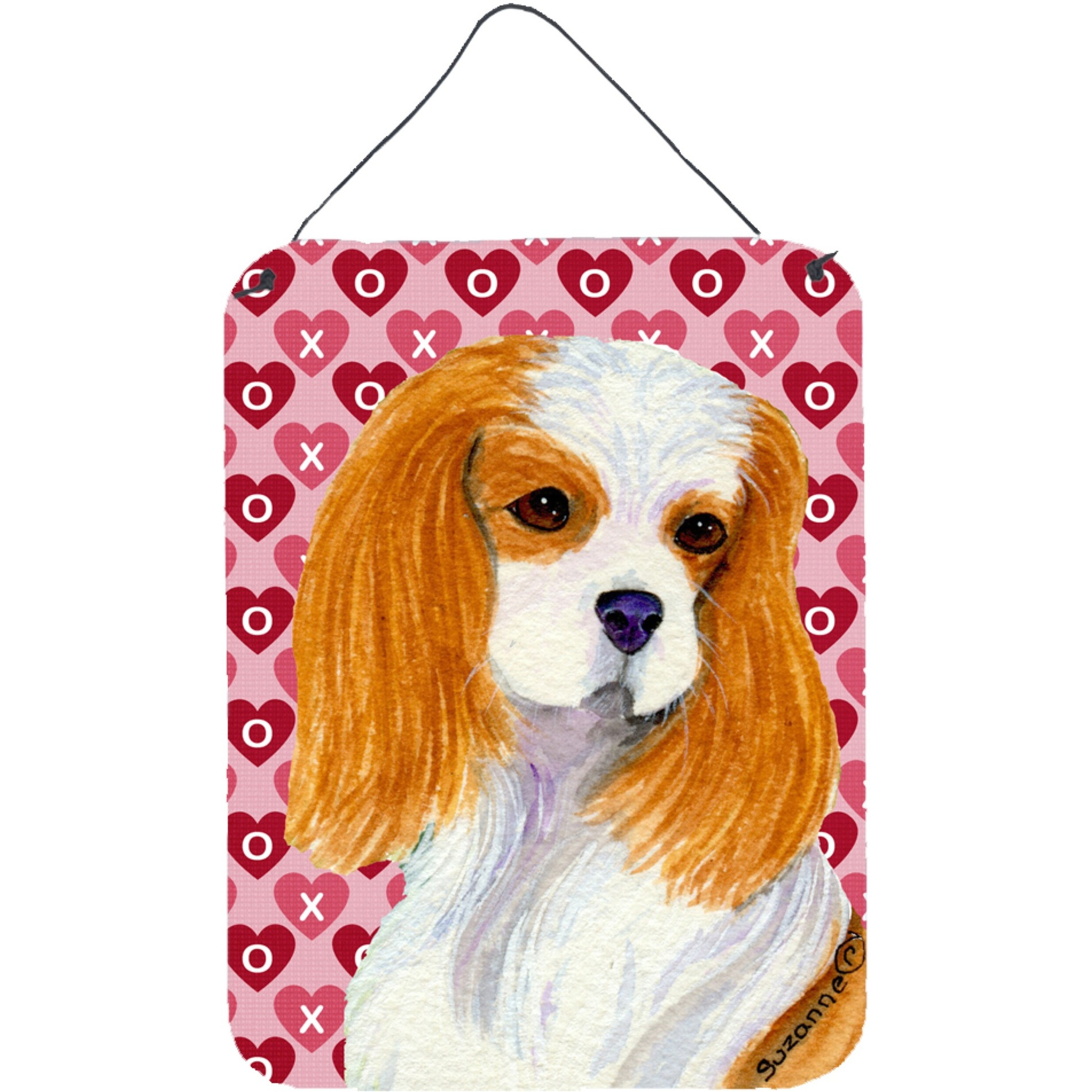 &quotCaroline's Treasures SS4527DS1216 Cavalier Spaniel Hearts Love and Valentine's Day Wall or Door Hanging Prints, 16"" x 12"", Multicolor"