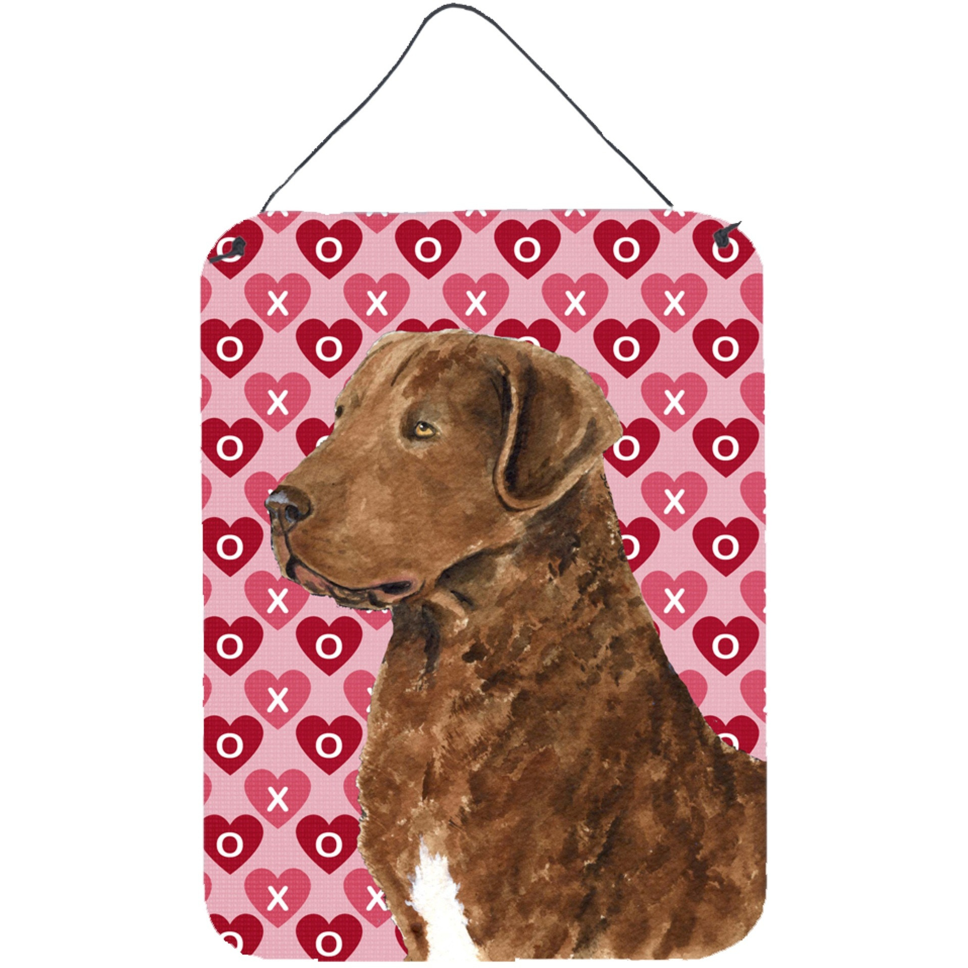 &quotCaroline's Treasures Chesapeake Bay Retriever Hearts Love Valentine's Day Wall Door Hanging Prints, 16"" x 12"", Multicolor"