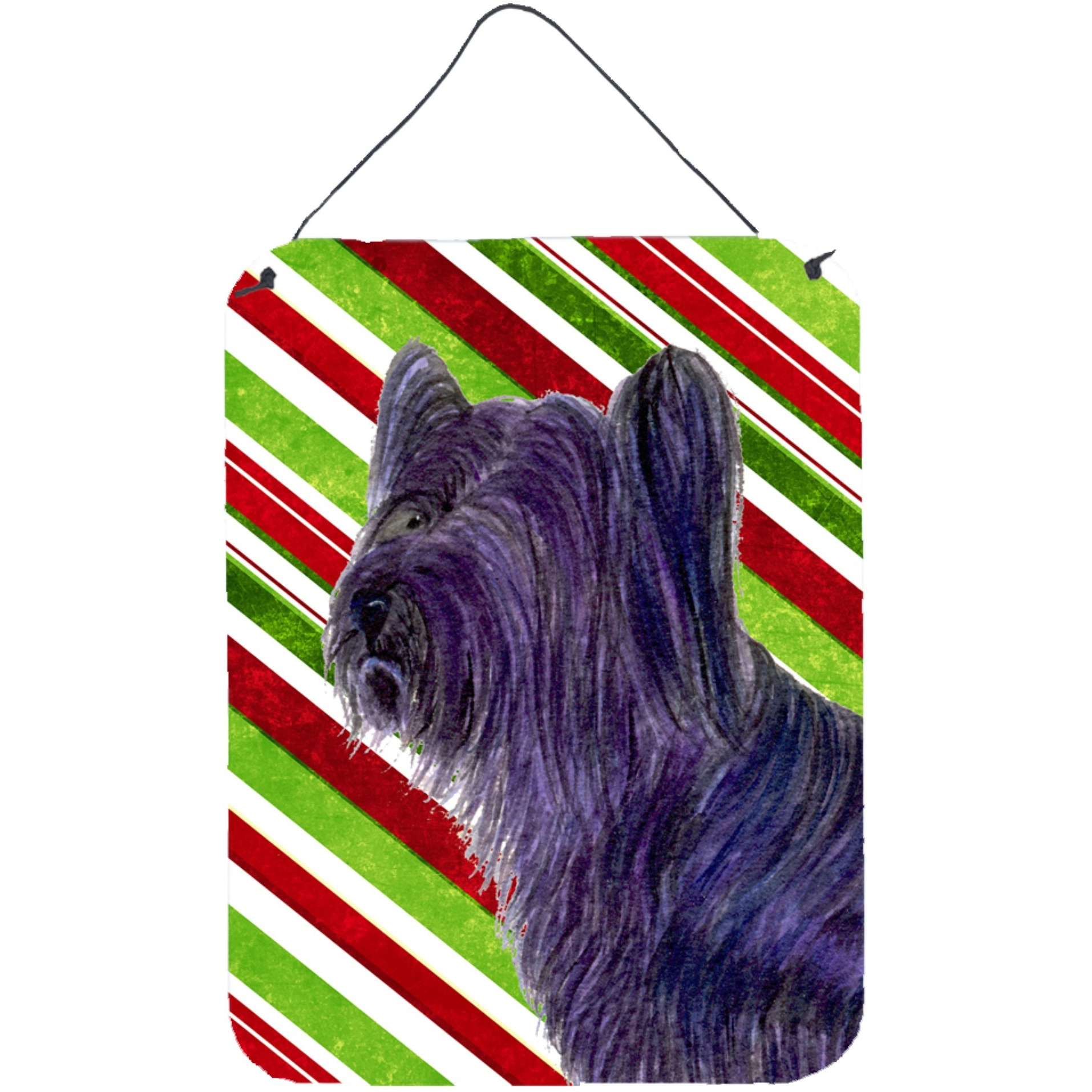 &quotCaroline's Treasures Skye Terrier Candy Cane Holiday Christmas Metal Wall or Door Hanging Prints, 16"" x 12"", Multicolor"