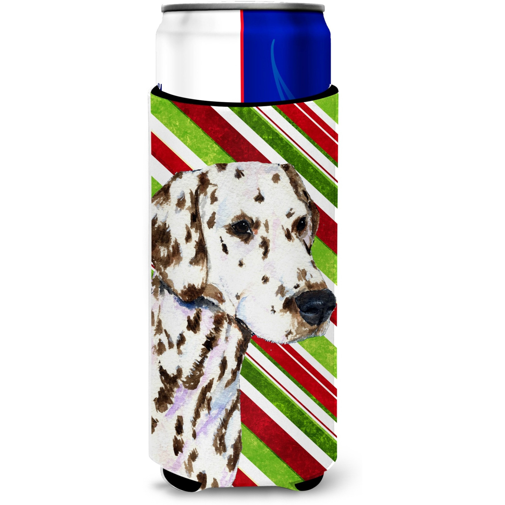 Dalmatian Candy Cane Holiday Christmas Ultra Beverage Insulators for slim cans SS4538MUK